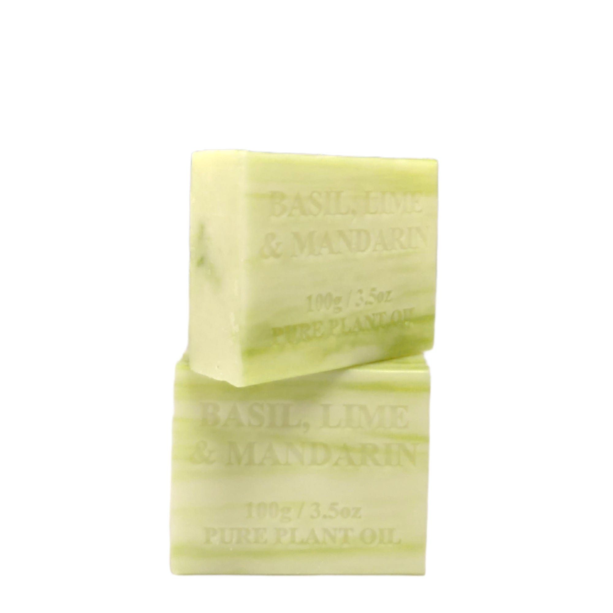 4-Pack 100g Pure Natural Basil Lime Mandarin Scented Plant Oil Soap Bars - Vegetable-Based, Handmade, Eco-Friendly for Bath, Shower & Gift Giving