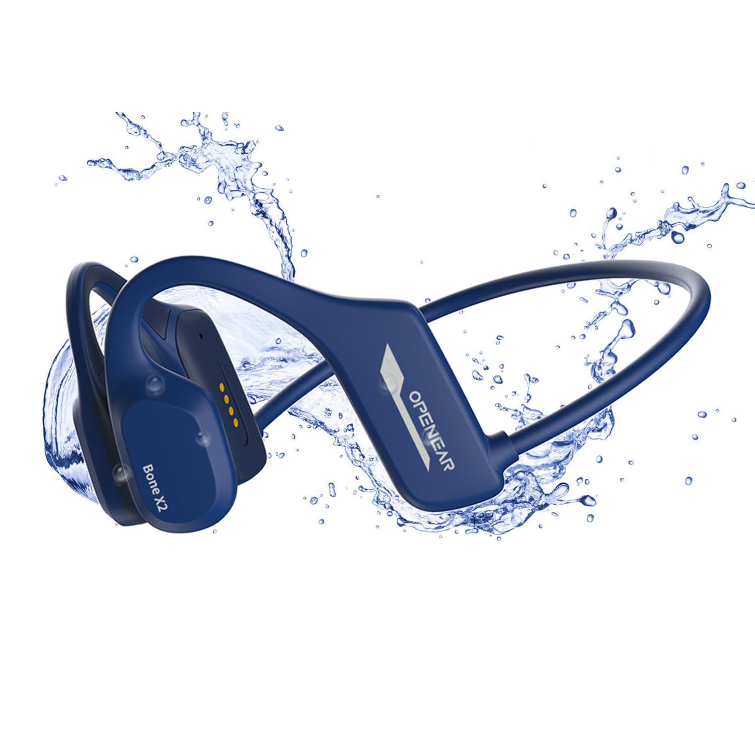 Flymory Bluetooth 5.2 Swimming Headphones - IP68 Waterproof Bone Conduction Headset with 8GB Storage, Open Ear Wireless Sports Earphones for Swimming, Workout, Hiking, Cycling (Blue) - Perfect for Pool Workouts, Outdoor Adventures & Fitness Training