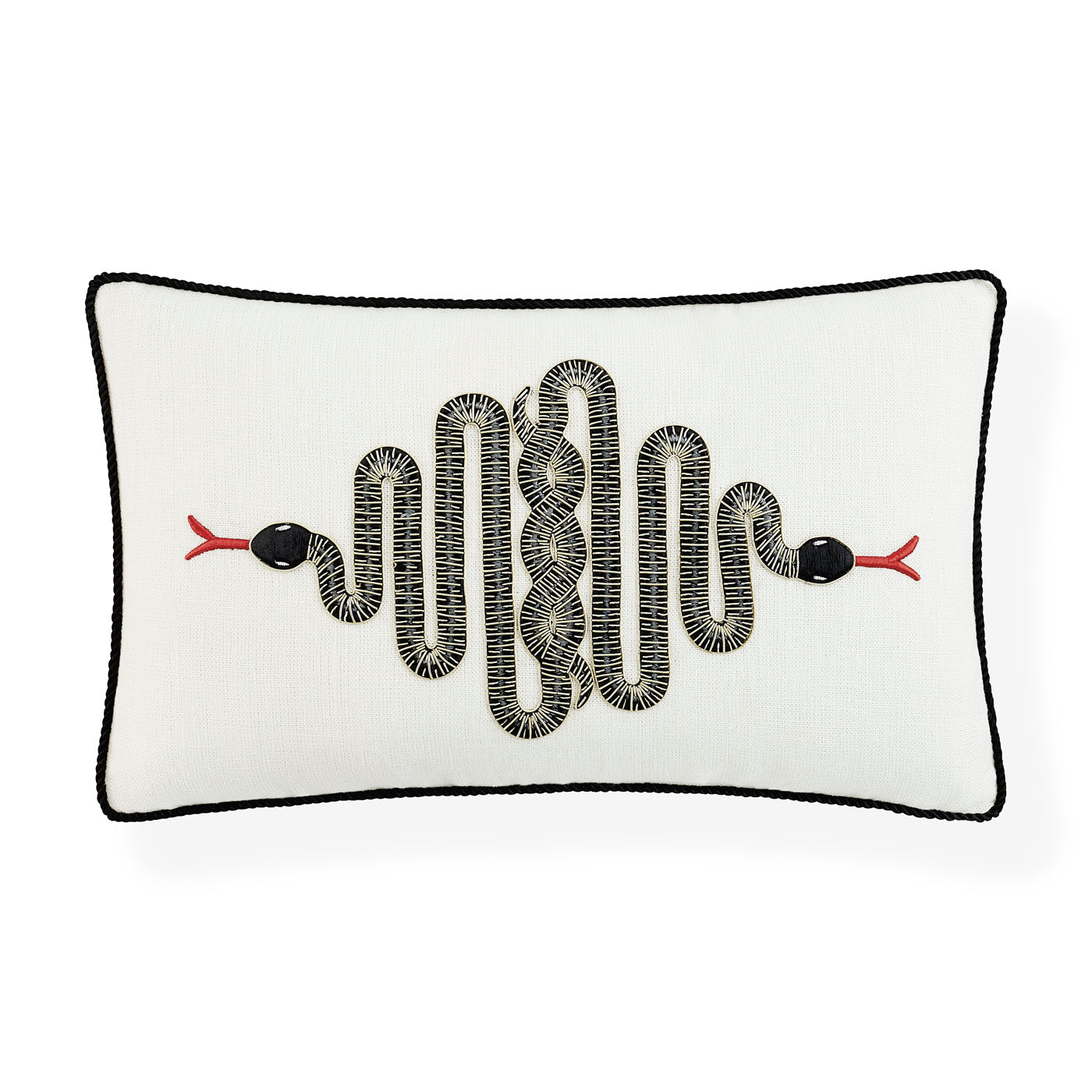Snake Embroidered Throw Pillow Cover - Bohemian Home Decor for Couch, Bed, Sofa - Unique Snake Pattern Decorative Pillow Case for Living Room, Bedroom, Dorm