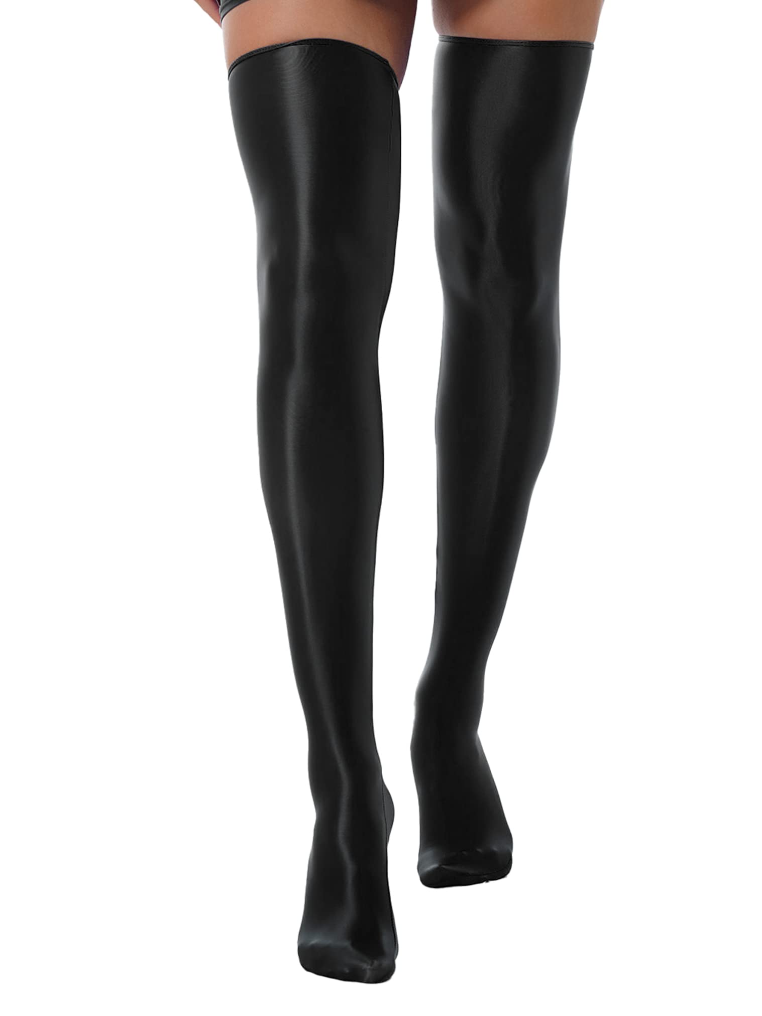 Shiny Silky Smooth Thigh High Stockings for Women - Over Knee Footed Hold Up Sexy Lingerie Tights - Perfect for Date Night, Cosplay & Special Occasions