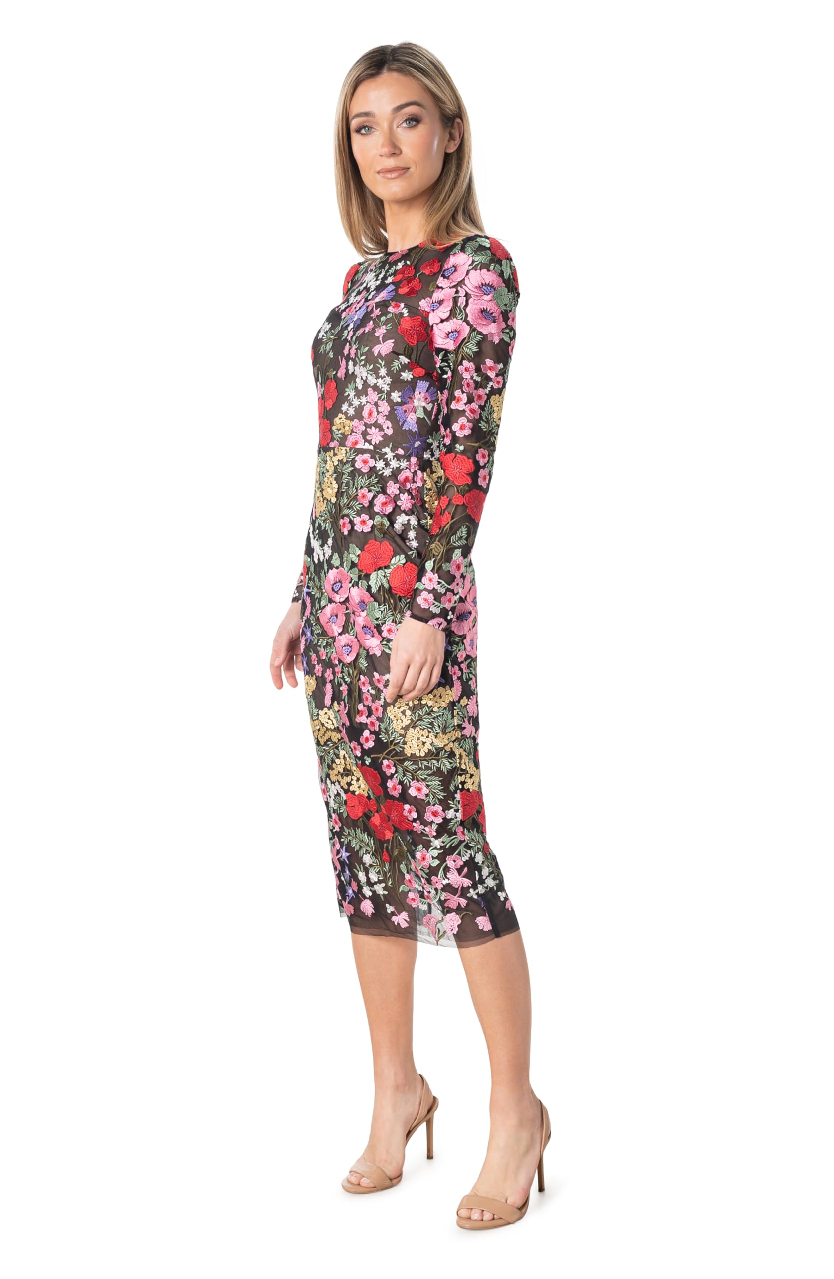 Dress the Population Women's Sophia Bodycon Midi Dress - Slim Fit Party Cocktail Dress for Night Out, Date Night & Special Occasions
