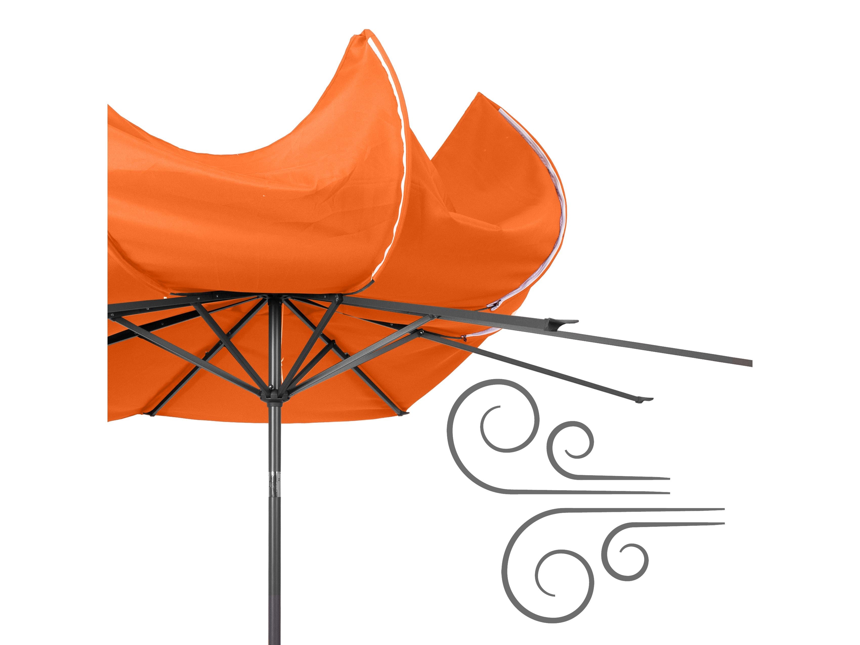 10ft Wind Resistant Orange Patio Umbrella - Heavy Duty Outdoor Market Umbrella with Crank Lift for Poolside, Backyard, Garden, and Beach Use