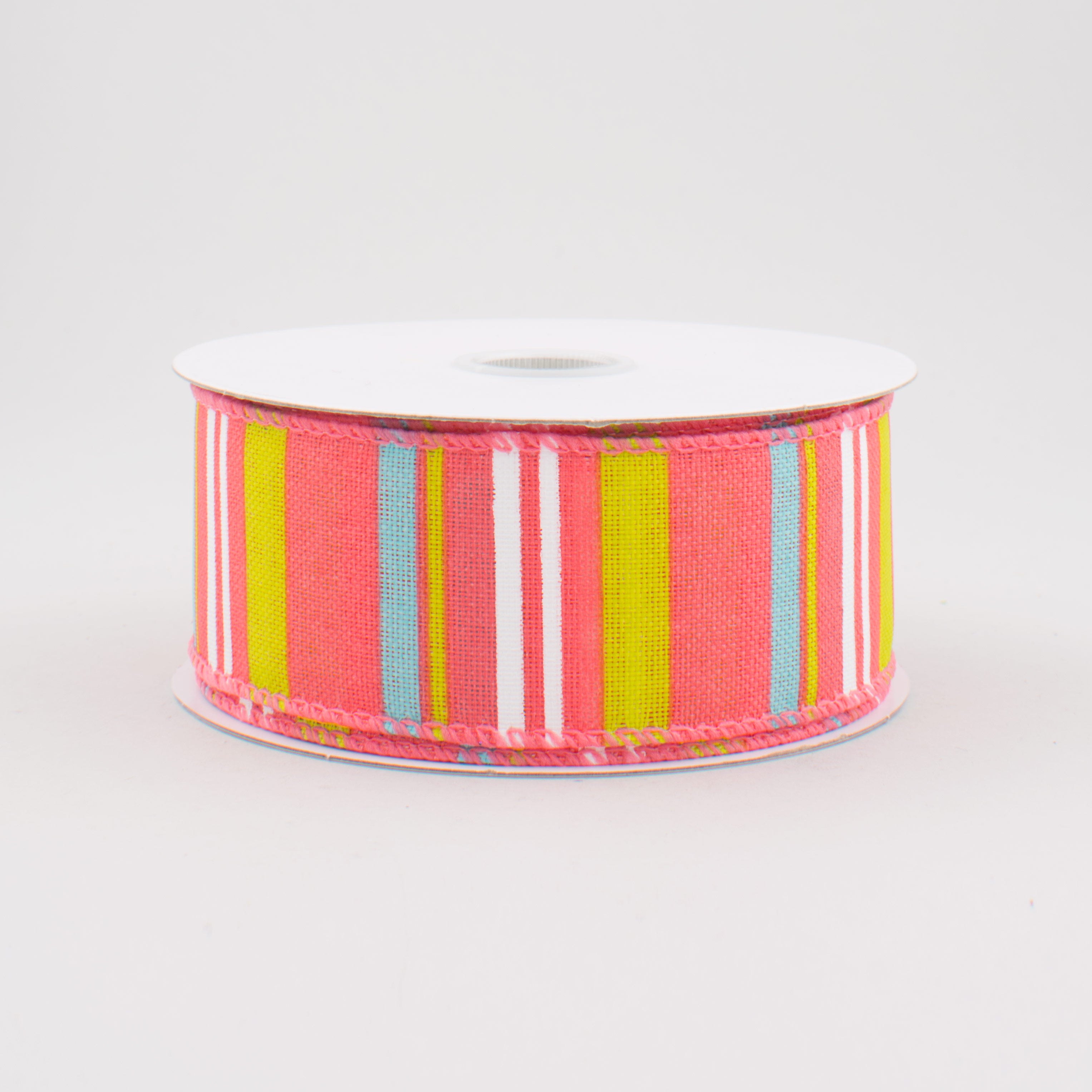 1.5 Inch Multi-Colored Horizontal Stripe Ribbon in Coral - 10 Yards Bulk Roll for Gift Wrapping, DIY Crafts, Party Decorations, and Hair Accessories