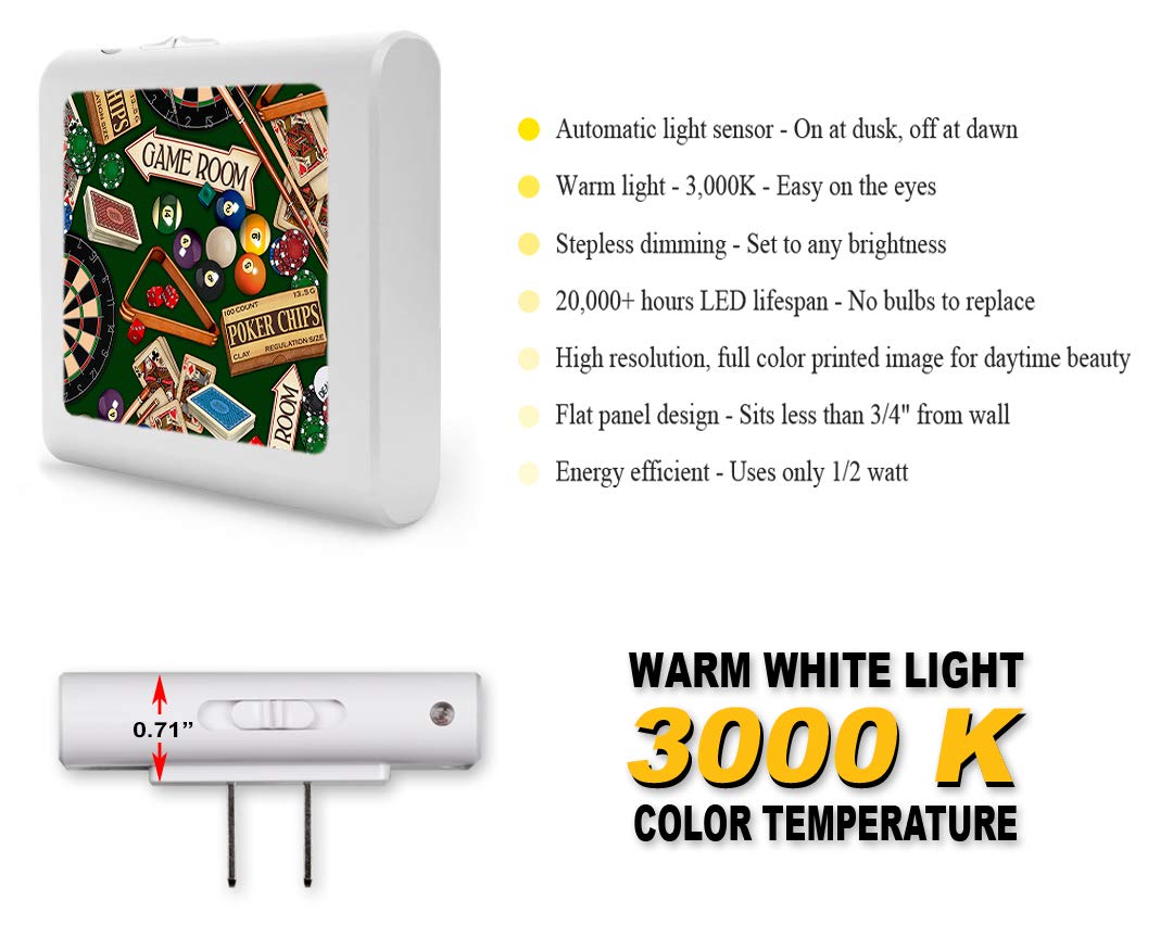 Dimmable LED Night Light with Auto On/Off Sensor - Adjustable Brightness Warm White Plug-in Nightlight for Bathroom, Hallway, Nursery, Bedroom & Game Room - Perfect for Kids, Elderly & Nighttime Safety