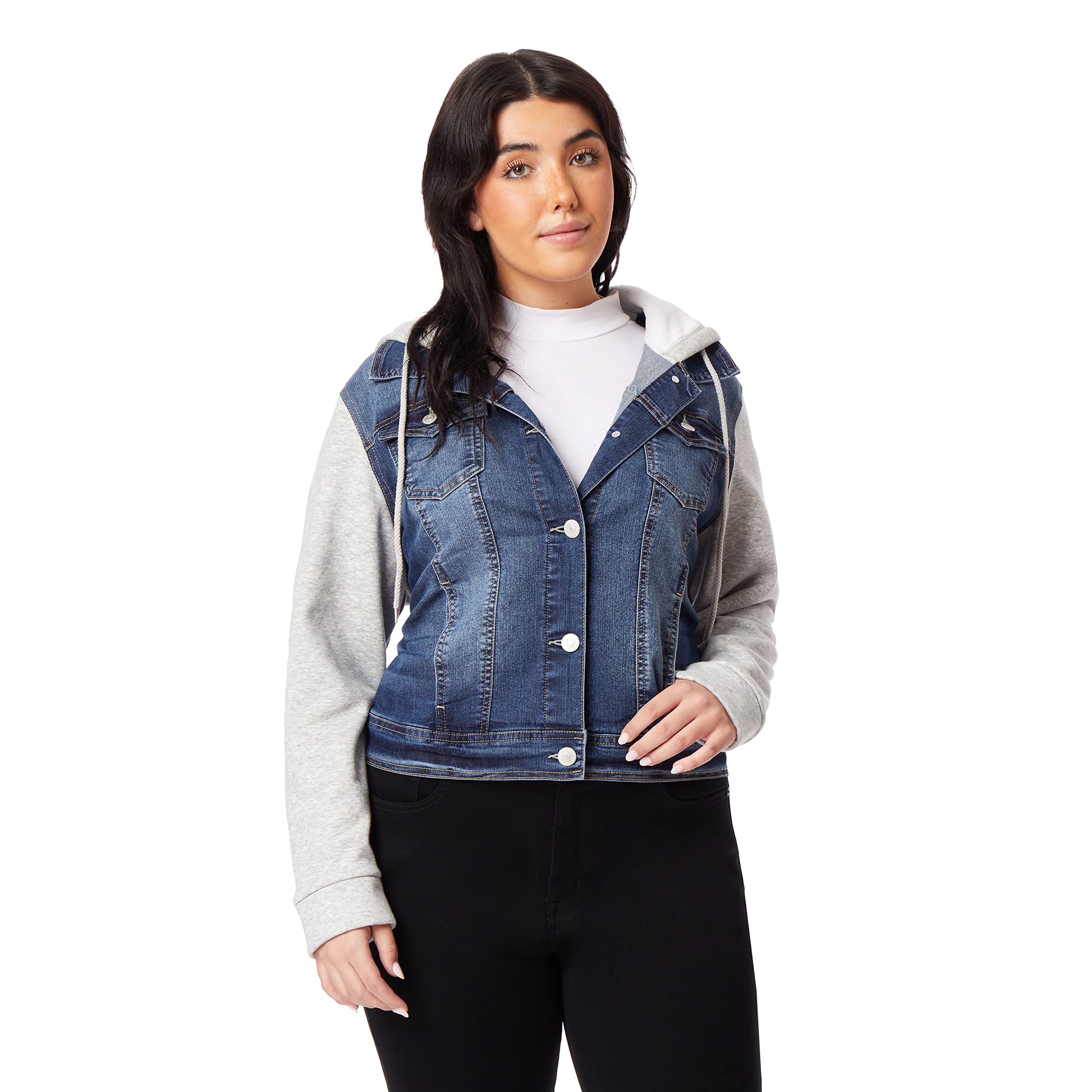 WallFlower Women's Dreamer Denim Jackets for Juniors - Standard & Plus Sizes, Perfect for Casual Outings & Layered Fall Fashion