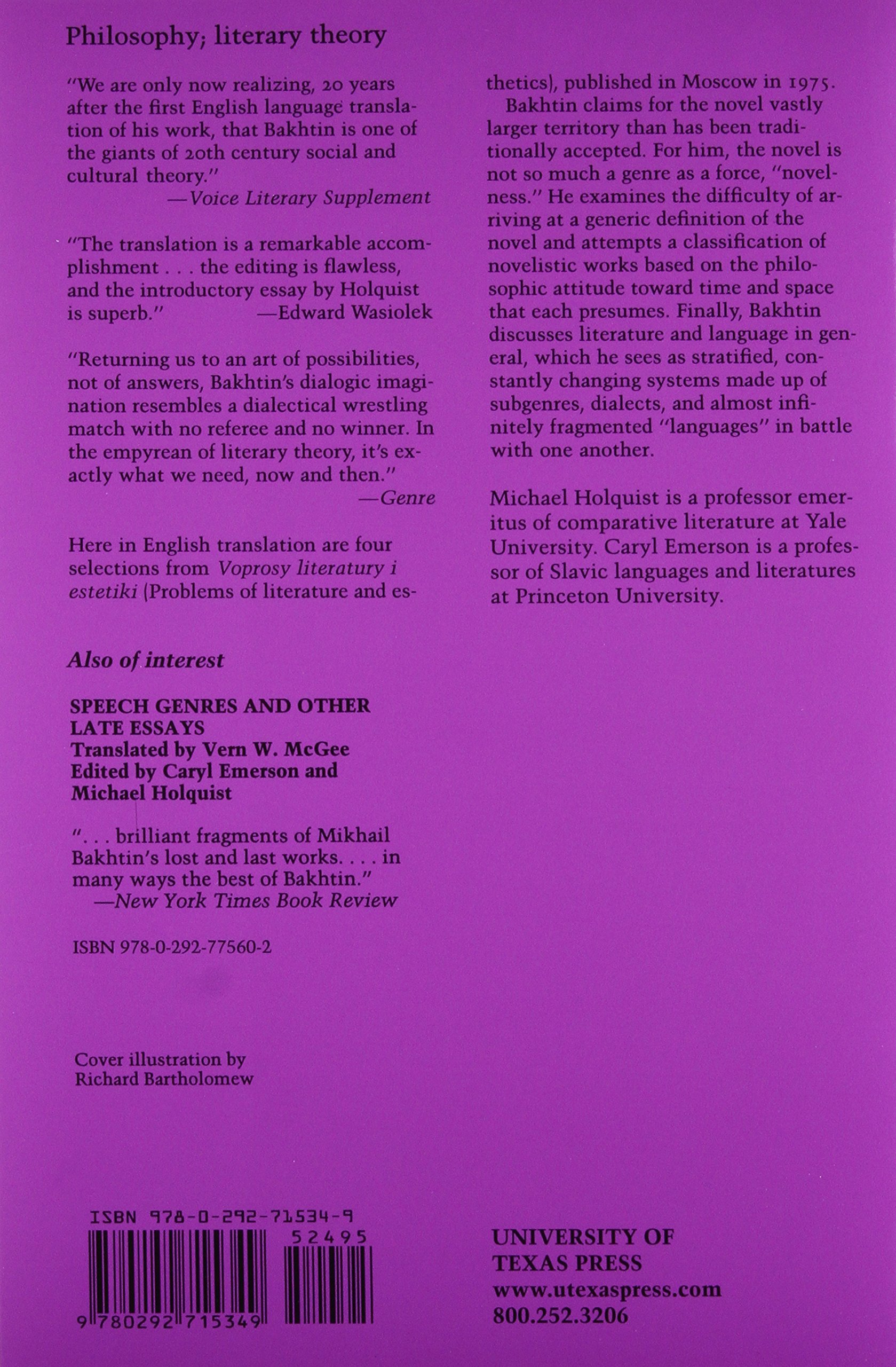 The Dialogic Imagination: Four Essays by Mikhail Bakhtin | University of Texas Press Slavic Series | Literary Theory & Cultural Studies Book for Scholars