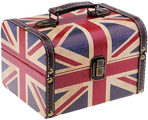 Taotenish Wooden Jewelry Box with UK Flag Design - Elegant Treasure Storage Organizer for Necklaces, Rings & Keepsakes - Perfect Gift Box for Women, Birthday & Anniversary Presents