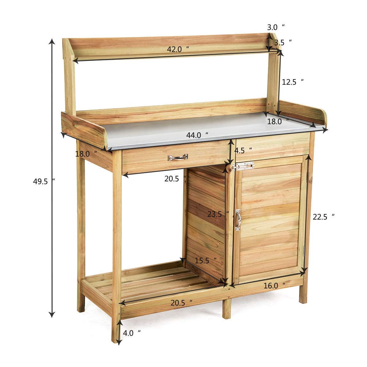 Premium Outdoor Garden Wooden Potting Bench with Storage Shelf - Heavy Duty Workstation for Planting, Gardening & DIY Projects - Perfect for Backyard, Patio & Greenhouse Use