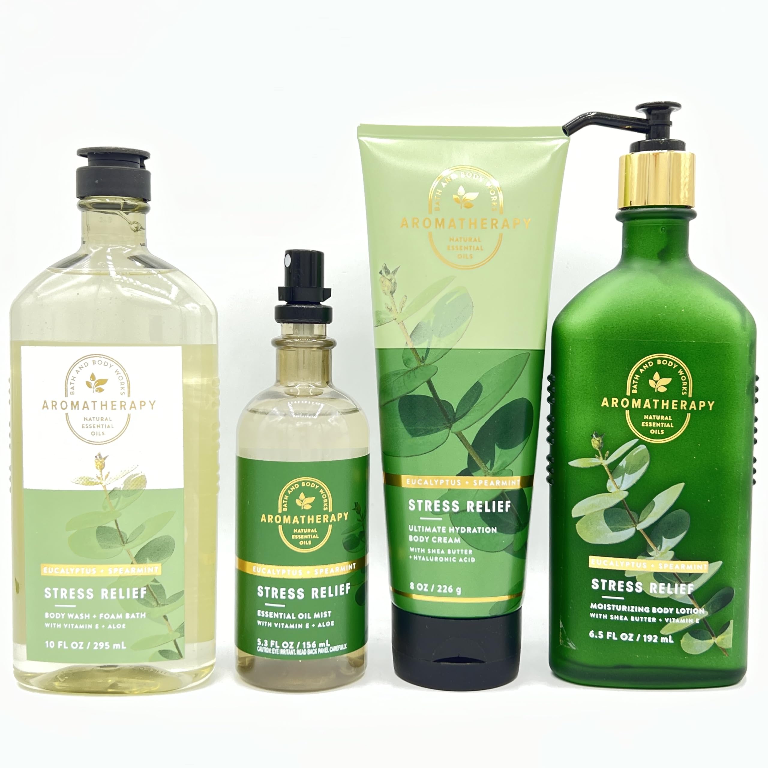 Eucalyptus Spearmint Bath & Body Gift Set - 4 Piece Aromatherapy Bundle with Body Wash, Essential Oil Spray, Hydrating Body Cream & Lotion | Spa Day, Relaxation, Self Care