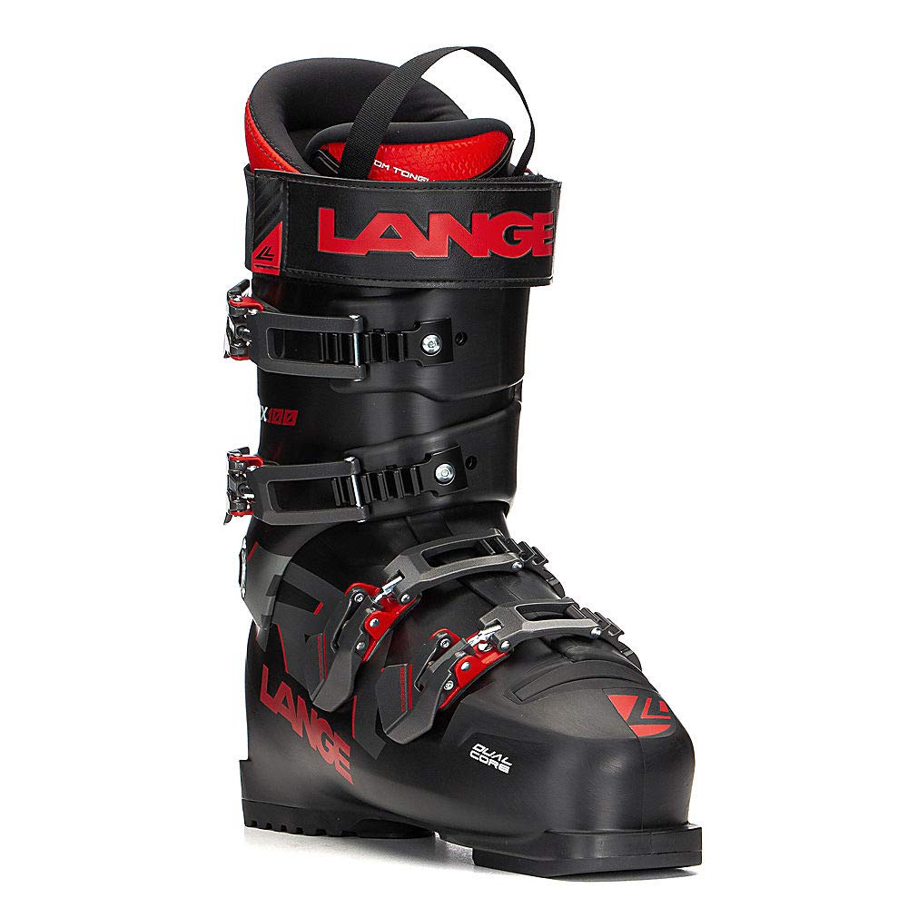 Lange RX Ski Boots for Adults - Unisex Alpine Skiing Boots in Black/Red - Size 285 | Perfect for Downhill Skiing & Winter Sports