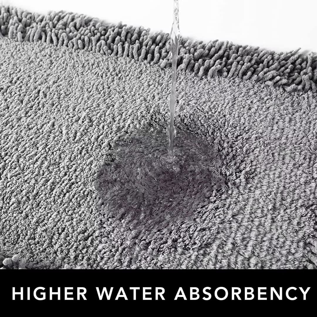 TOMORO Cotton Chenille Bathroom Rug - Super Absorbent Soft Bath Mat Towel, Non-Slip Luxury Hotel Style Bath Mat for Bathroom, 20x32 Inch Grey - Perfect for Spa, Master Bath & Guest Room Decor