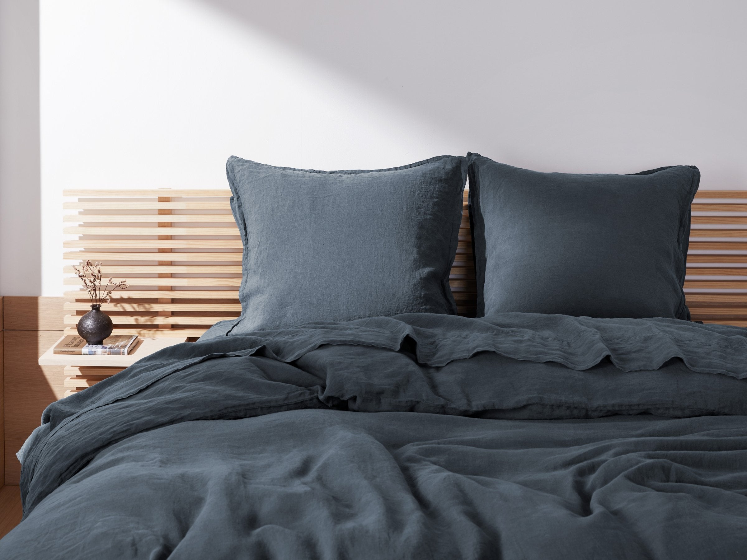Premium Linen Euro Sham Pillowcase - Soft & Breathable (Haze Blue) for Bedroom Decor, Guest Room, or Luxury Hotel Styling