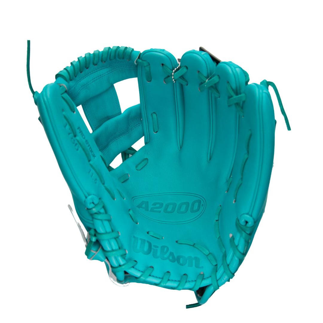 Wilson A2000 1786 Mahi 11.5 Inch Infield Baseball Glove - Premium Leather Teal & White - Perfect for Infield Practice, Games & Training