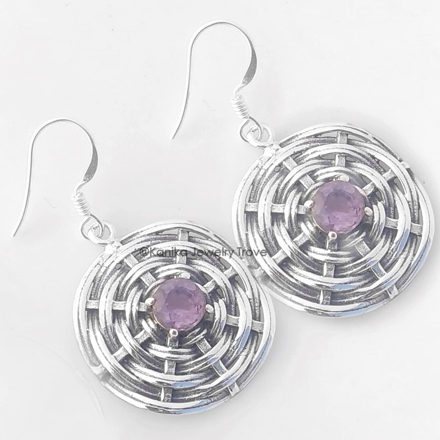 925 Sterling Silver Amethyst Handmade Drop Dangle Earrings for Women & Girls | Elegant Purple Gemstone Jewelry Gift | Perfect for Weddings, Parties & Everyday Wear