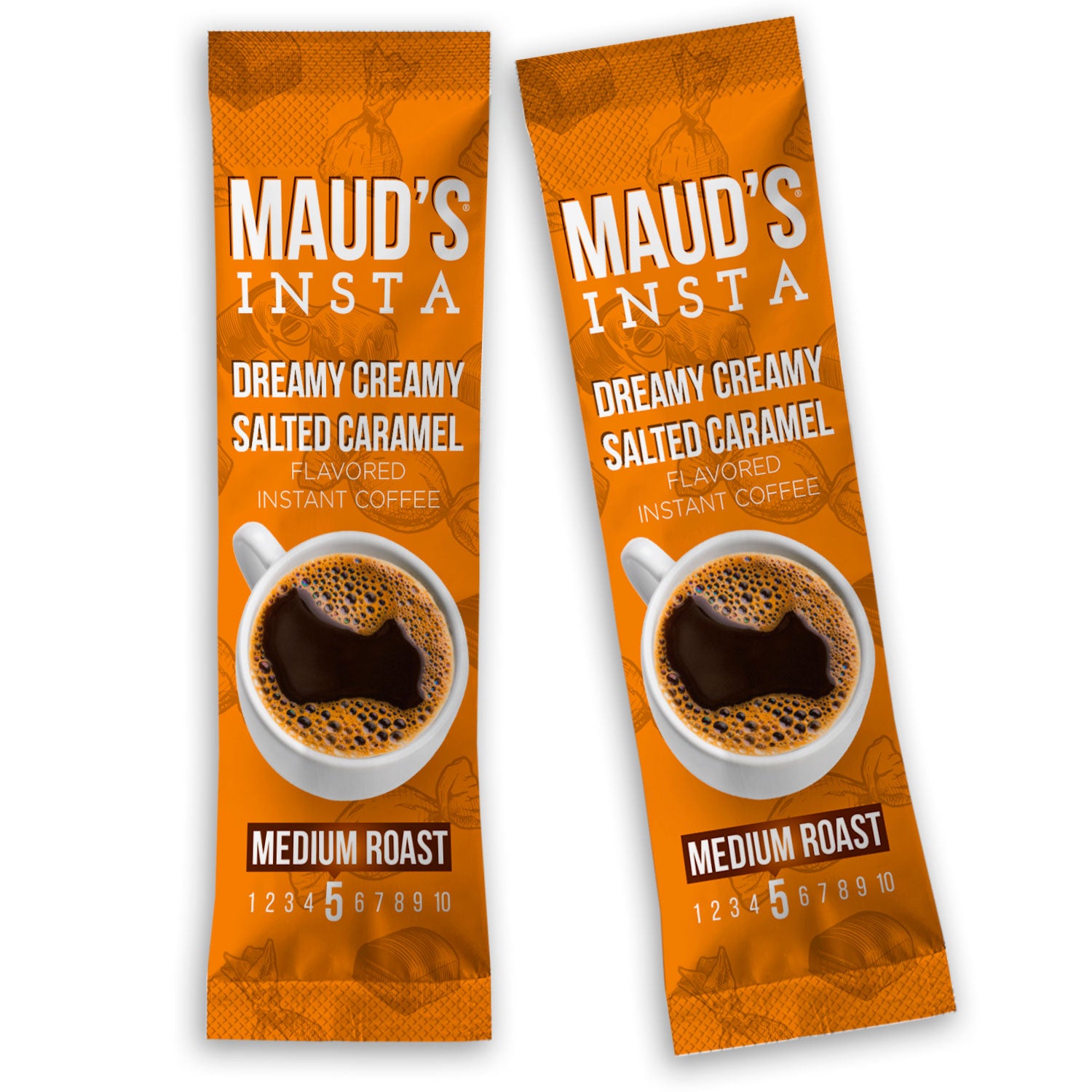 Maud's Instant Salted Caramel Flavored Coffee - Rich & Creamy Caramel Coffee Mix for Home, Office & Travel - Perfect for Breakfast, Dessert & Gifting