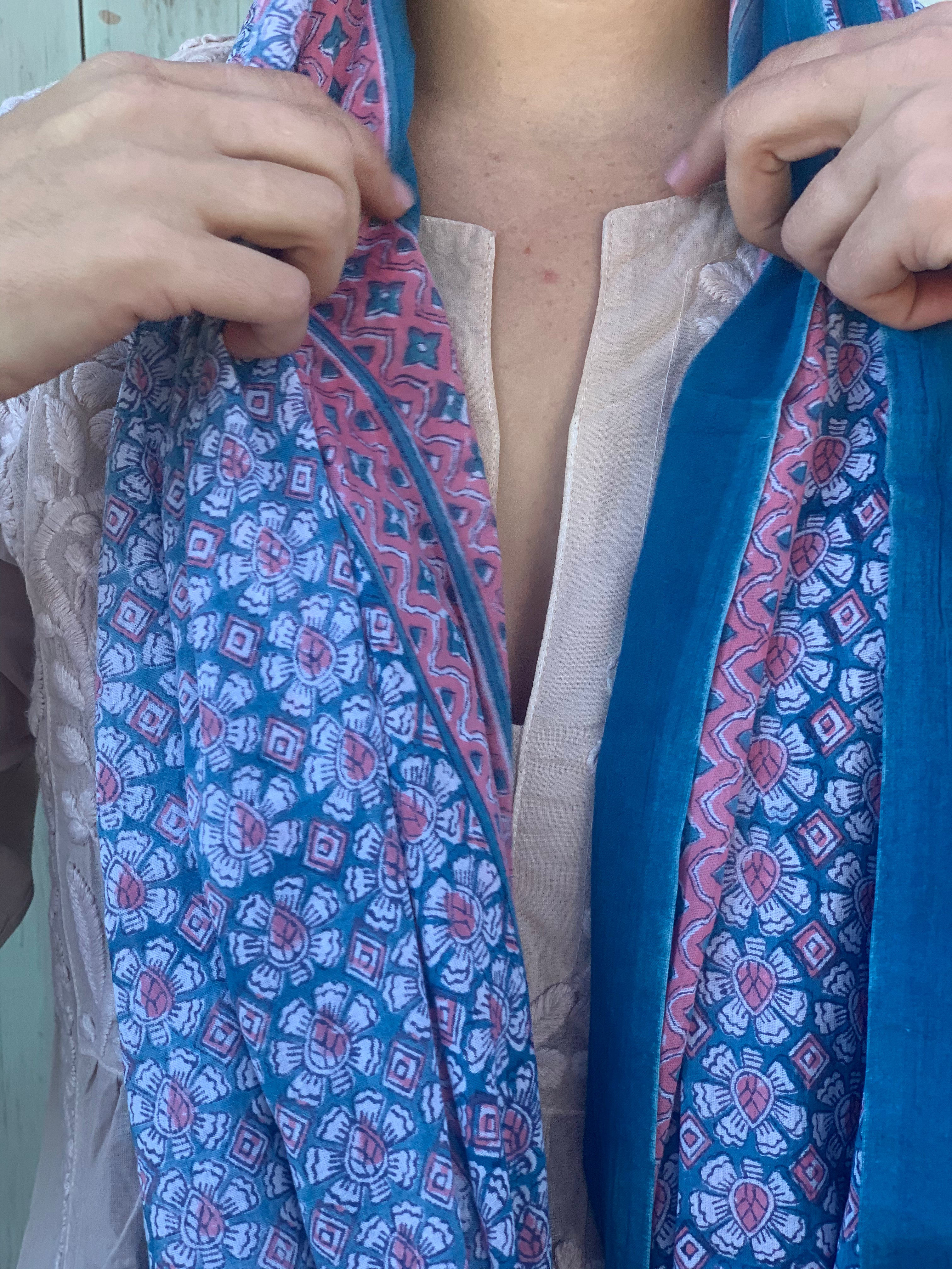 Stylish Block Print Cotton Sarong Pareo Shawl - New Collection for Beach, Pool & Summer Fashion