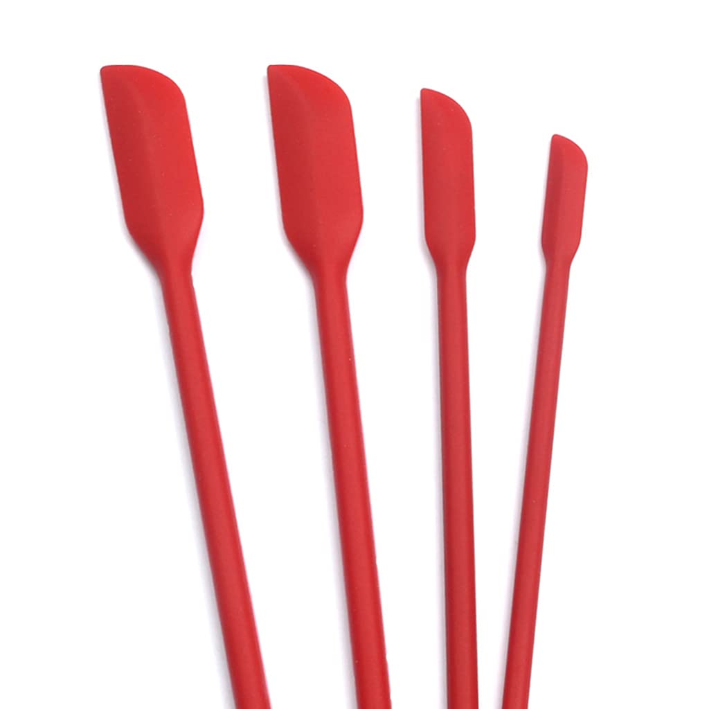 4-Piece Silicone Spatula Set - Small Makeup Spatulas for Beauty & Cosmetics - Tiny Non-Stick Kitchen & Makeup Tools - Perfect for Creams, Lotions & Cooking