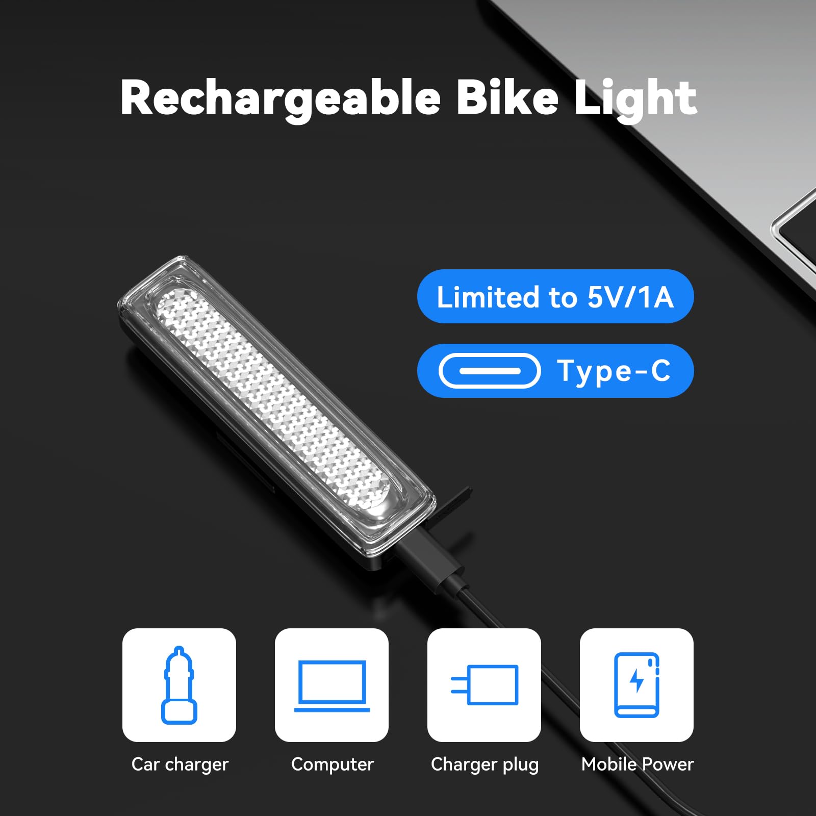 USB-C Rechargeable RGB Bike Tail Light - IPX6 Waterproof LED Bicycle Rear Light with 7 Colors & 14 Modes - Perfect for Night Cycling, Scooters, Roller Skates & Helmet Safety