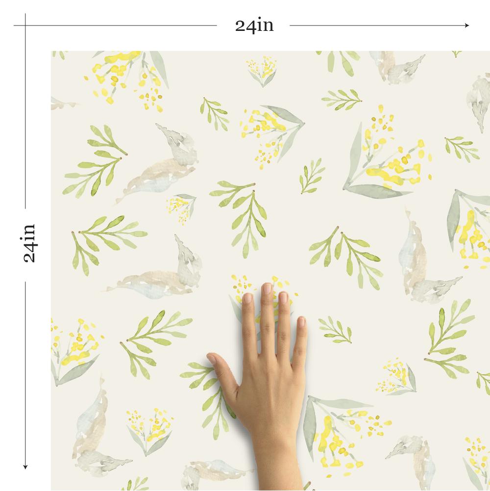 Green & Beige Birds Floral Peel and Stick Removable Wallpaper - Self-Adhesive Decorative Wall Covering for Bedroom, Nursery, Living Room Decor