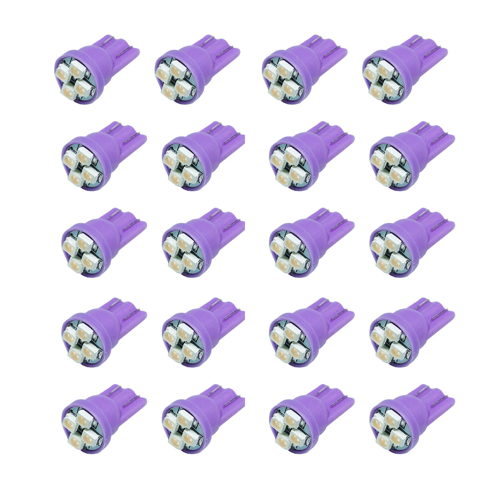 20PCS Purple T10 LED Bulbs - 12V Non-Polarity Instrument Lights for Car Interior (168/194) - Perfect for Dashboard, Dome, and Map Lights