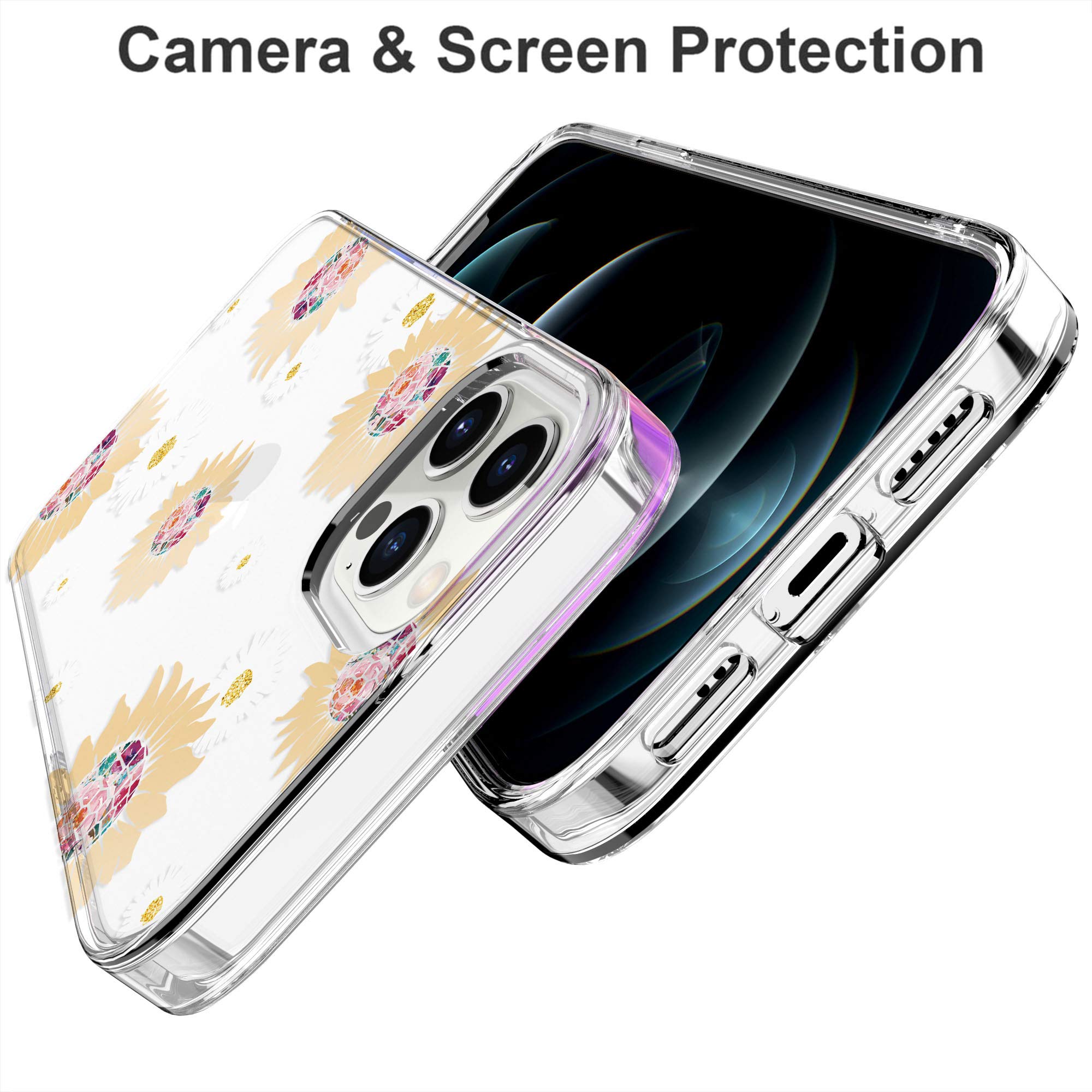 BAISRKE iPhone 12 Case & iPhone 12 Pro Case - 6.1 Inch Shockproof Floral Hard Back Cover with Daisy Pattern for Women (Compatible with 2020 Models) | Perfect Gift for Girls, Daily Protection & Stylish Accessory