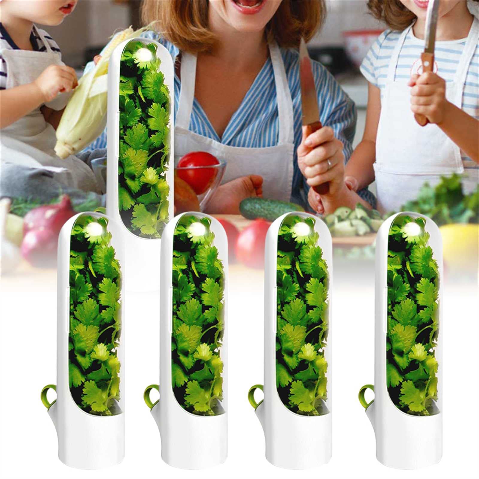 4-Piece Vanilla Preservation Cups - Airtight Herb Storage Containers for Fresh Vegetables & Spices | Kitchen Gadgets for Organizing & Extending Shelf Life | Perfect for Meal Prep, Pantry Storage & Home Cooking