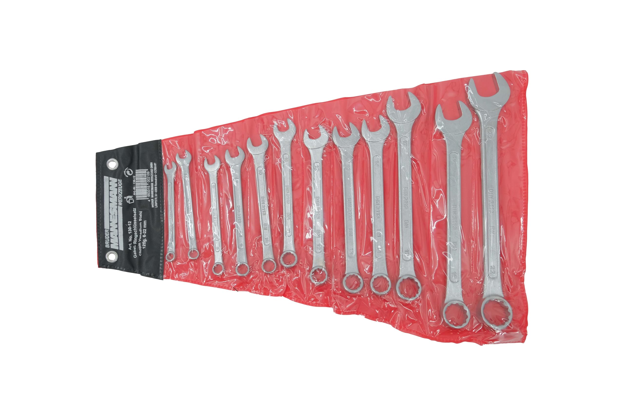 Brueder Mannesmann M 130-12 Professional Chrome Vanadium Steel Ring Spanner Set (12-Piece) - Perfect for Automotive Repair, Machinery Maintenance & DIY Projects
