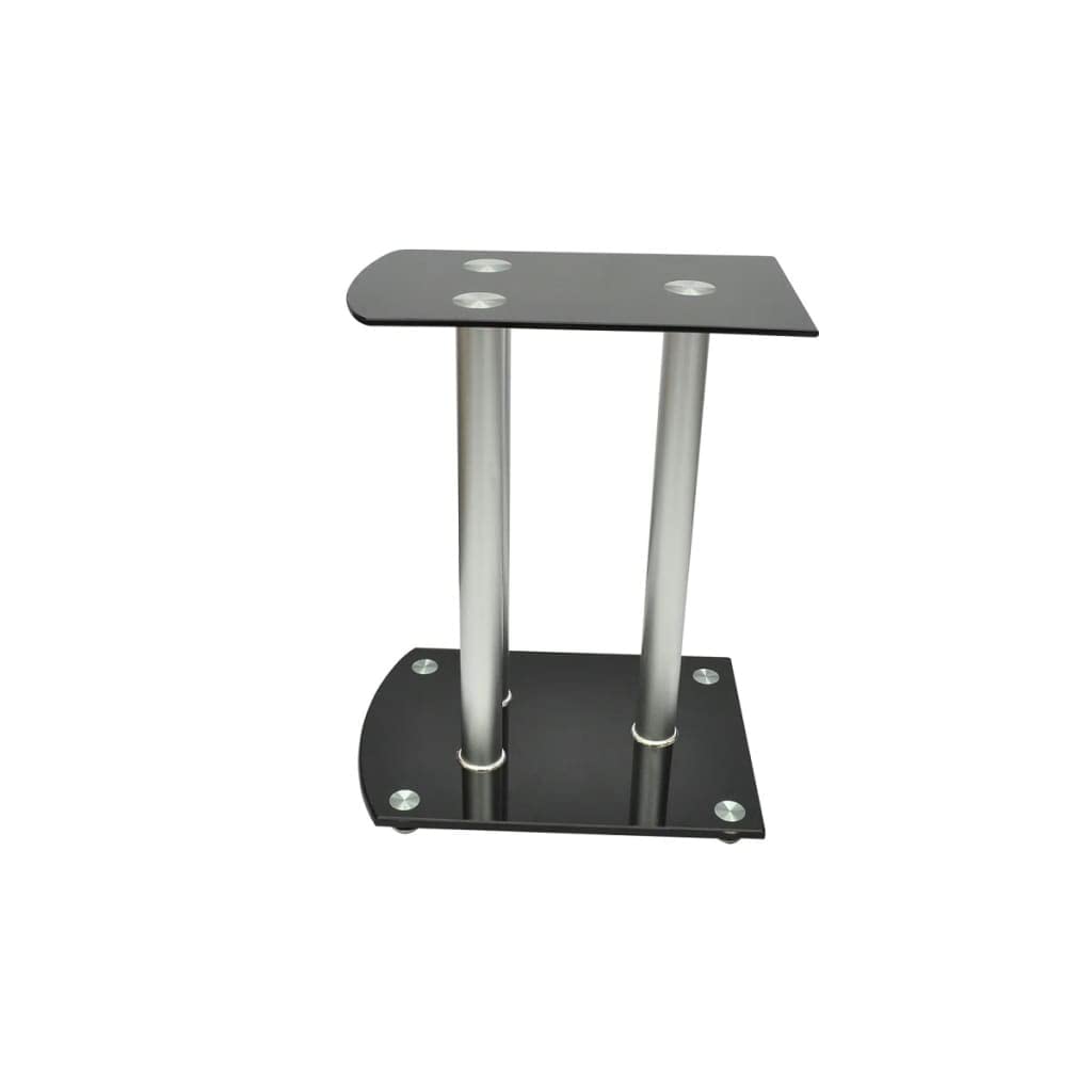 vidaXL Aluminum Speaker Stands with Black Glass Plates - Durable Monitor Speaker Stands for Home & Studio - Vibration Reduction & Floor Protection - Perfect for Bookshelf Speakers, DJ Setups & Home Theaters
