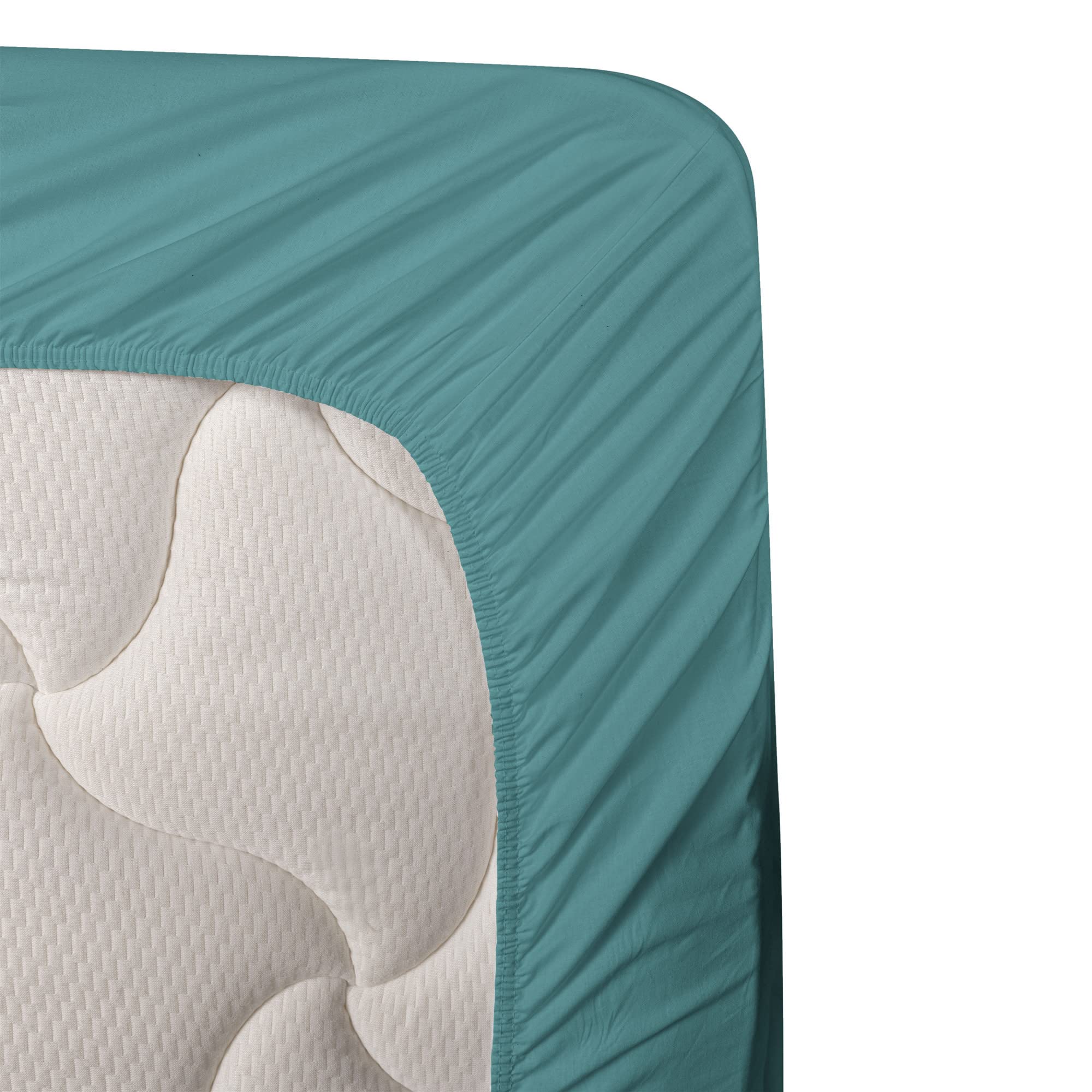 Ambesonne Guitar Themed 4-Piece King Size Bedding Set - Abstract Music Design with Birds on Strings & Clouds, Fitted Sheet, Flat Sheet & 2 Pillowcases, Turquoise Marigold White - Perfect for Musicians' Bedrooms, Music Lovers' Homes & Bohemian Decor