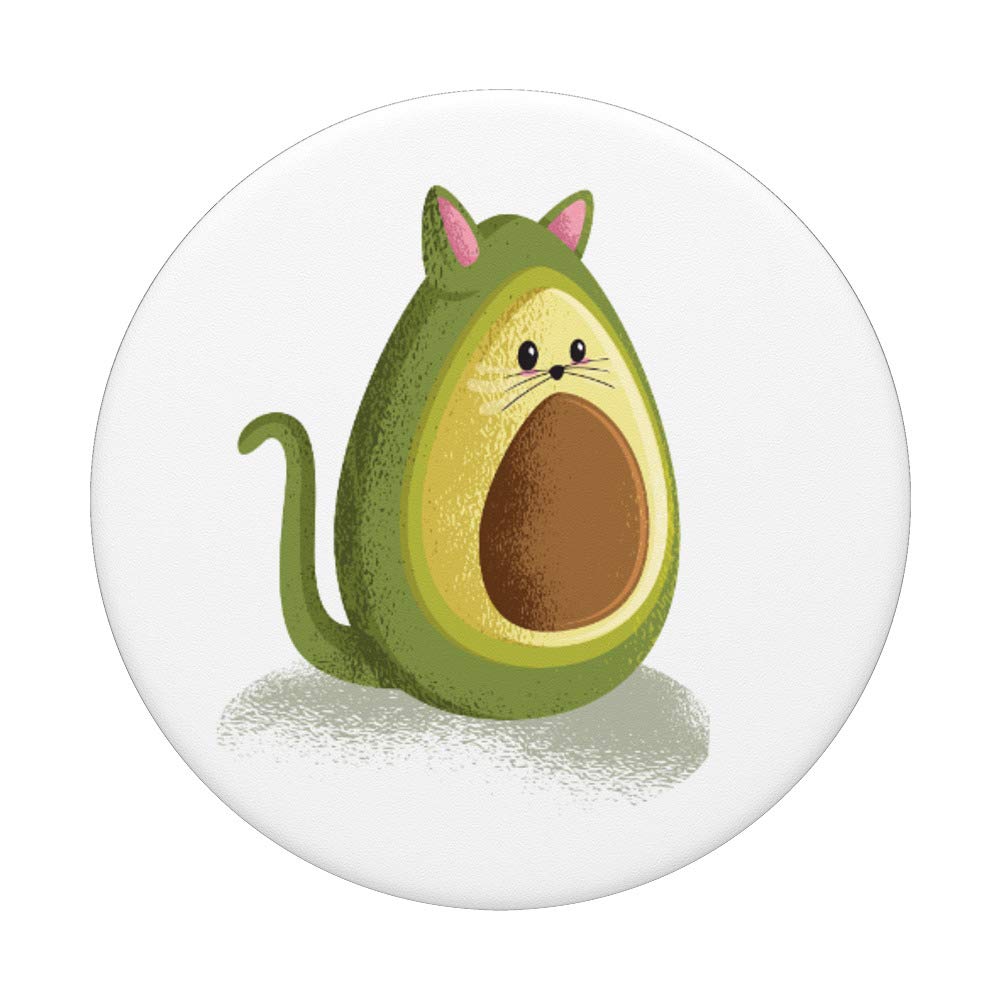 Cat and Avocado Phone Stand for Cat Lovers - Swappable PopGrip for Phones & Tablets - Perfect for Home, Office, and Travel