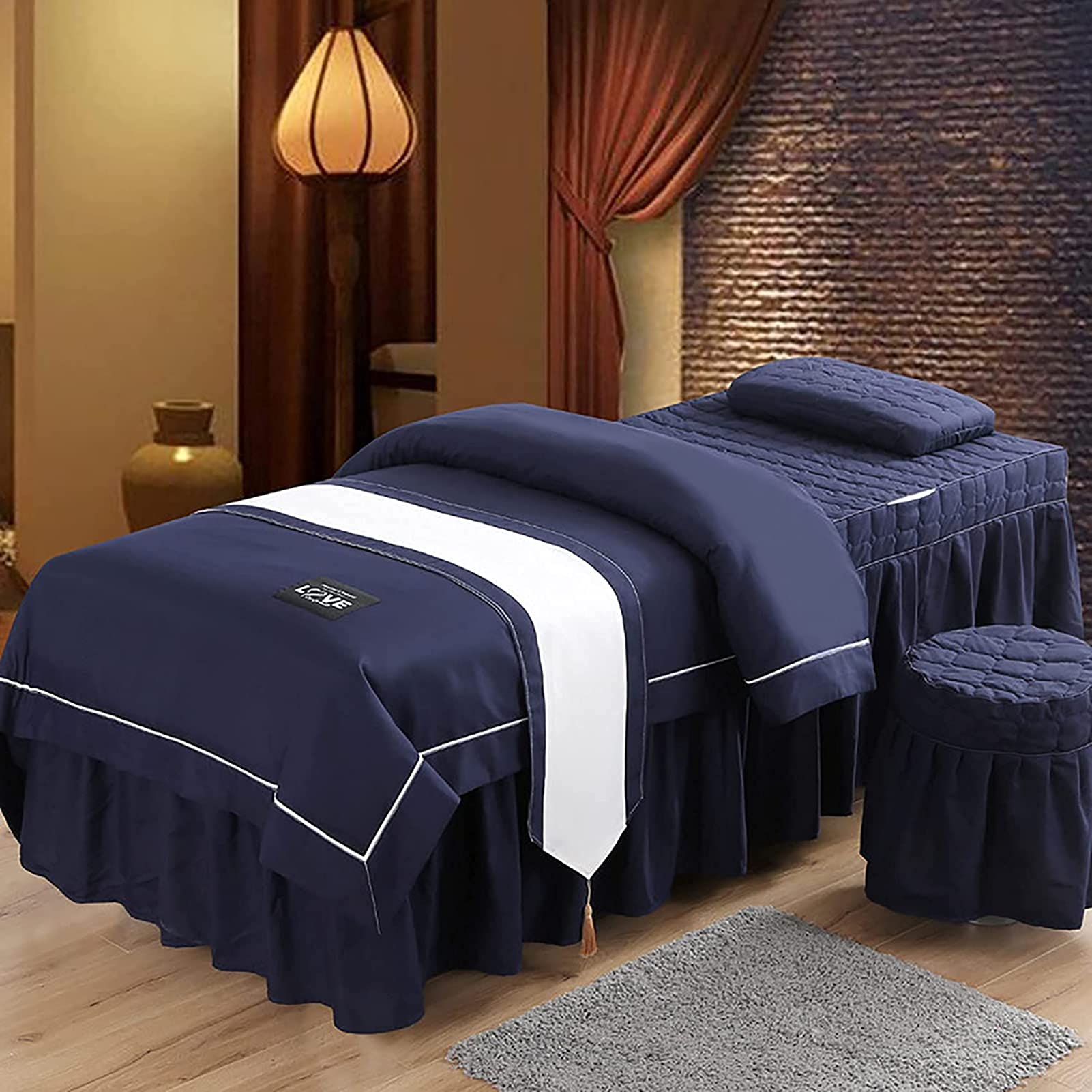 4-Piece Microfiber Massage Table Sheet Set - Soft Spa Beauty Bed Cover with European Solid Color Design for Salon, Massage & Physiotherapy - Perfect for Professional Spa Treatments and Home Relaxation