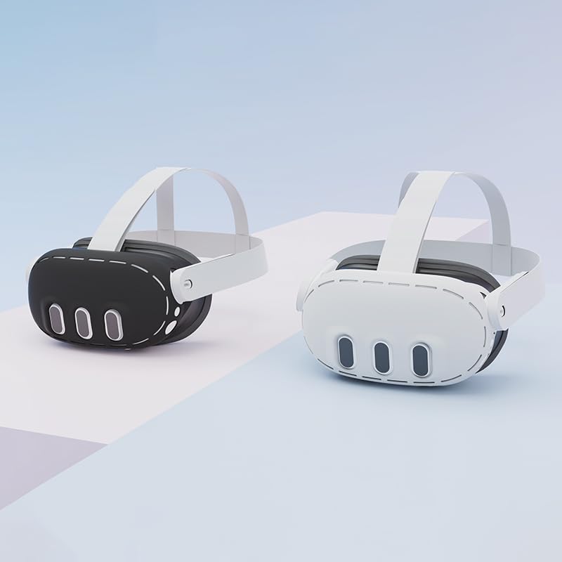 Meta Quest 3 VR Headset Silicone Protective Cover - Shockproof Anti-Slip Case with Full Protection Against Drops & Scratches (White) - Perfect for Gaming, Travel & VR Enthusiasts