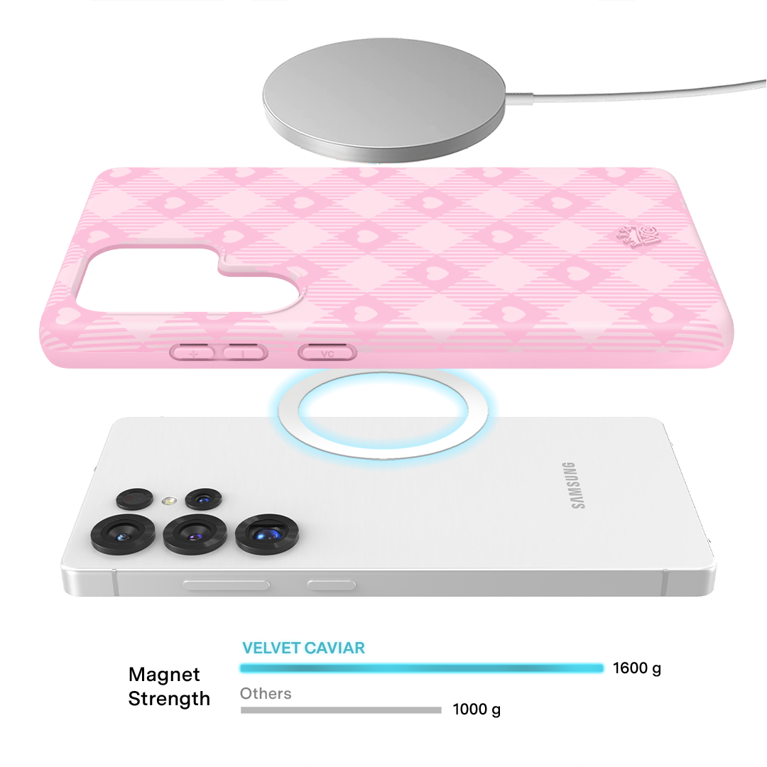 Pink Gingham Samsung Phone Case - Cute & Stylish Protective Cover for Samsung Galaxy - Perfect for Everyday Use, Work & Travel