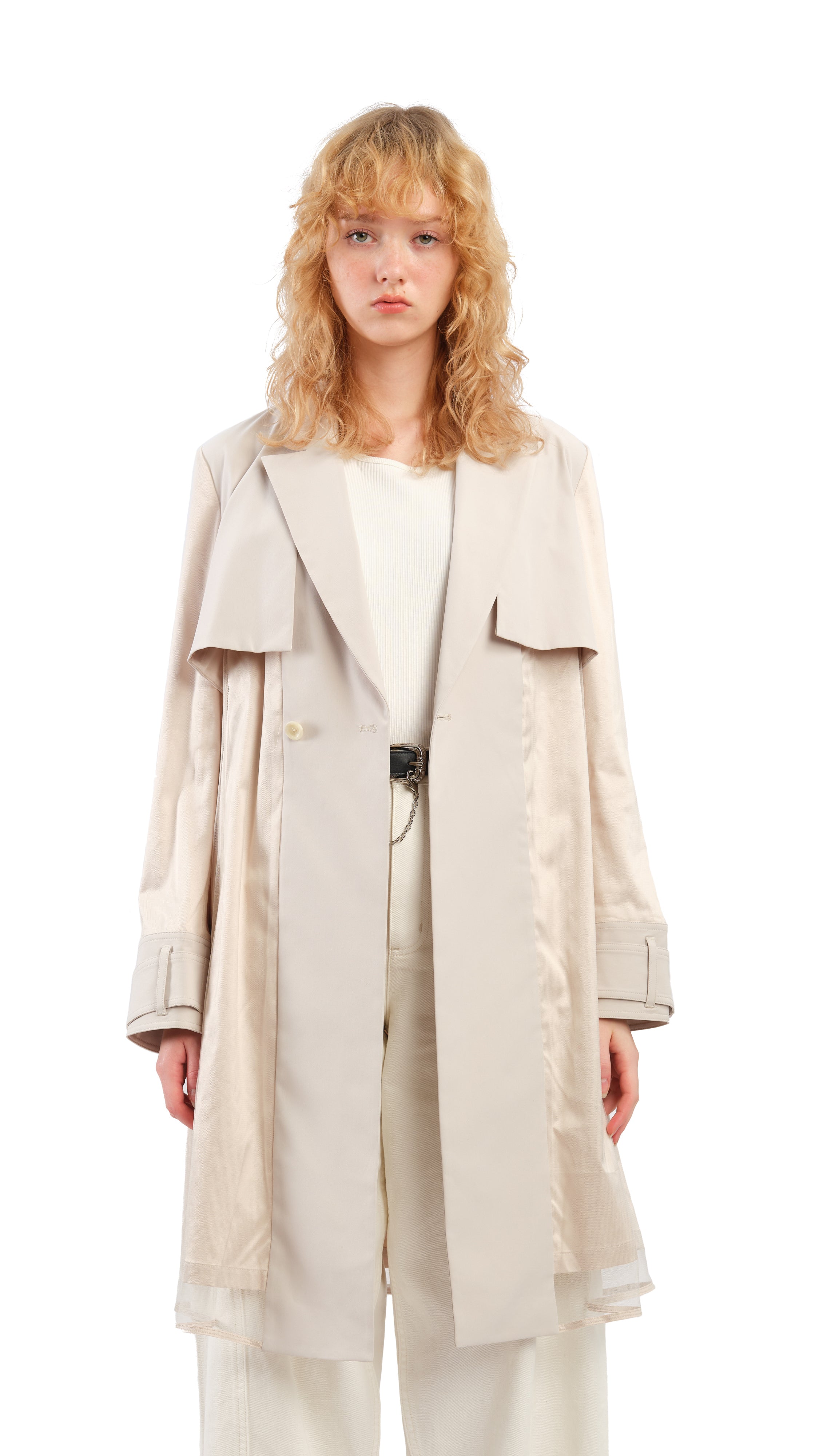Stylish Mesh Trench Coat for Women - Lightweight Breathable Long Jacket with Belt - Perfect for Spring, Fall & Outdoor Activities