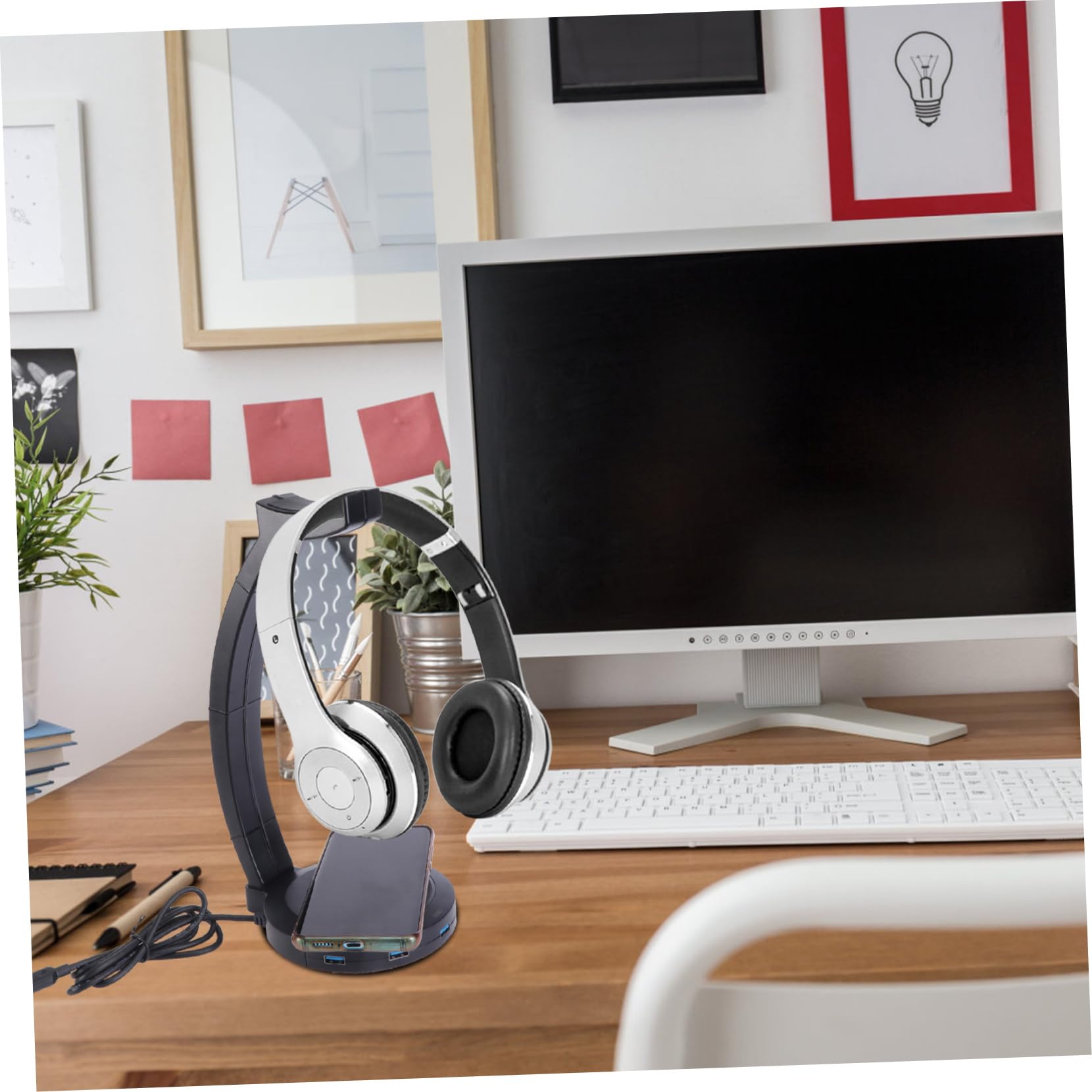 Mikikit 3-Pack Headset Holder - Adjustable Headphone Stand with Hook, Earphone Hanger & Rack for Desk, Office, Gaming Setup - Durable Headset Organizer for Home, Work, or Studio Use