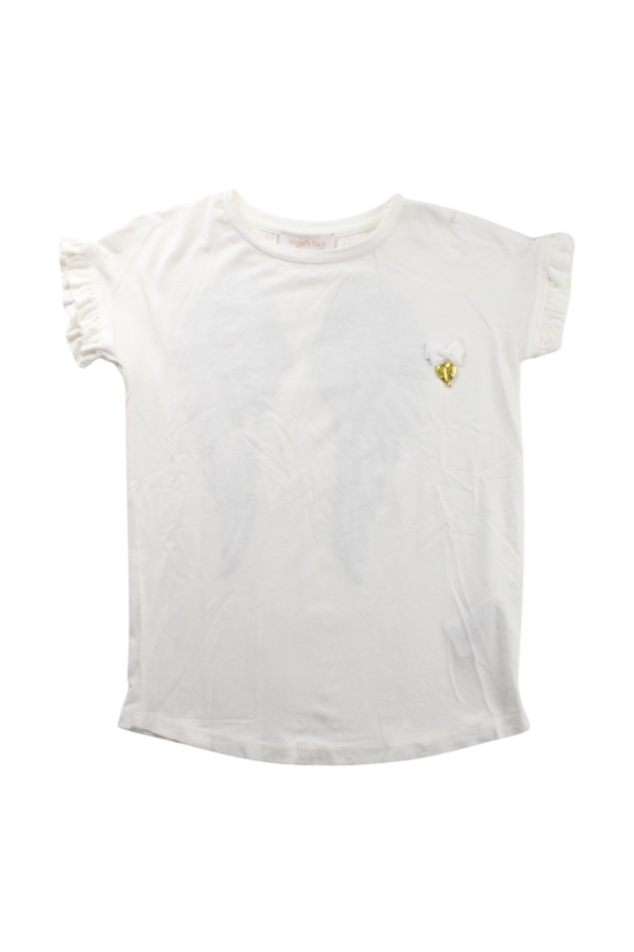 Angel's Face Ruffled Sleeve Embellished Top for Girls Size 5-6T - Perfect for Birthday Parties, School Photos & Special Occasions