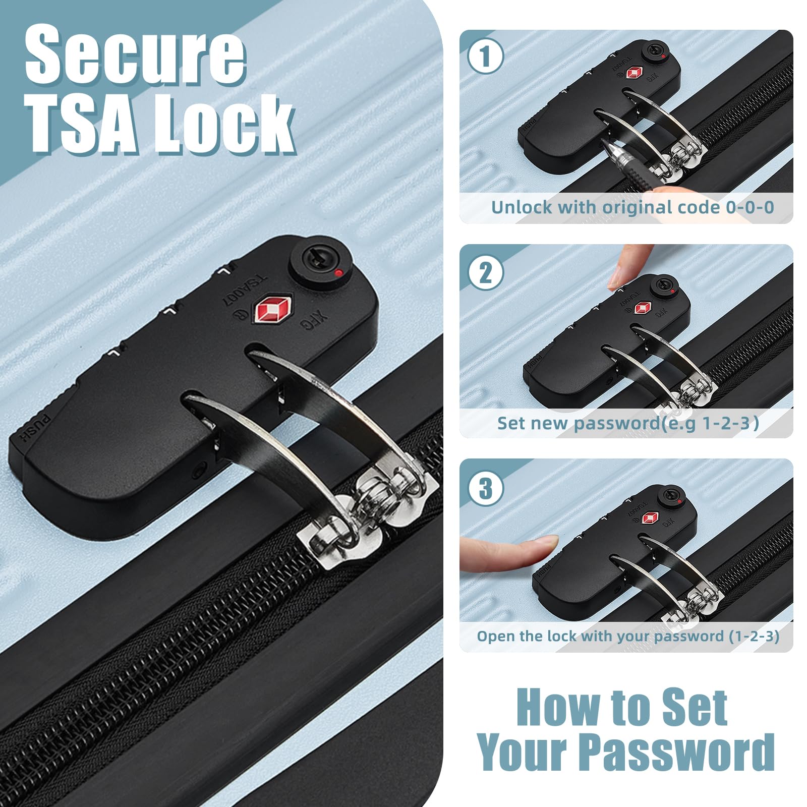 Lightweight ABS Hardside Spinner Luggage with TSA Lock - Durable PC Travel Suitcase for Business Trips & Vacations