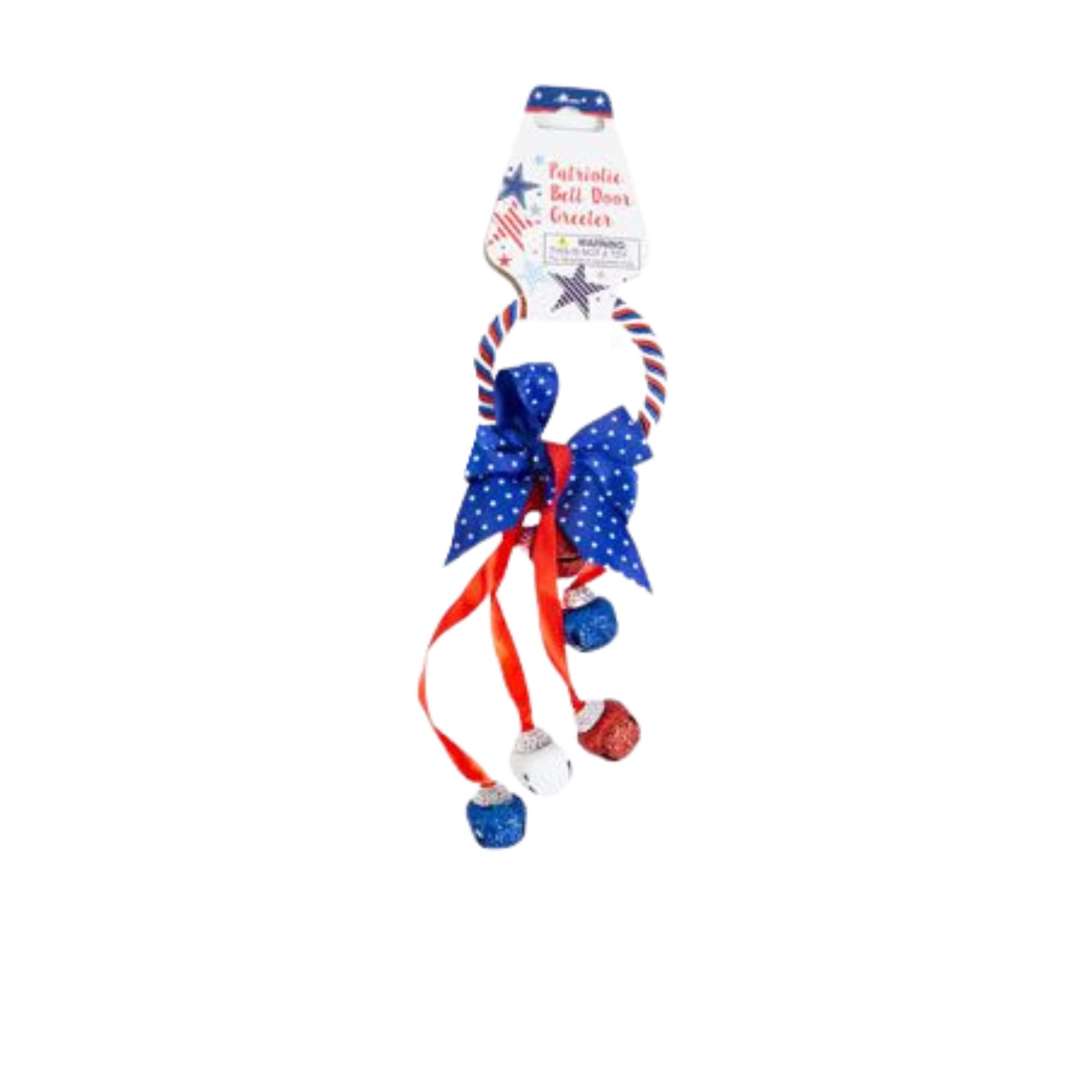 Patriotic Glittery Red White & Blue Door Knob Hanger - 3 Pack with Red & Blue Bow | Festive Holiday Welcome Greeter for Independence Day, Memorial Day & 4th of July Decorations