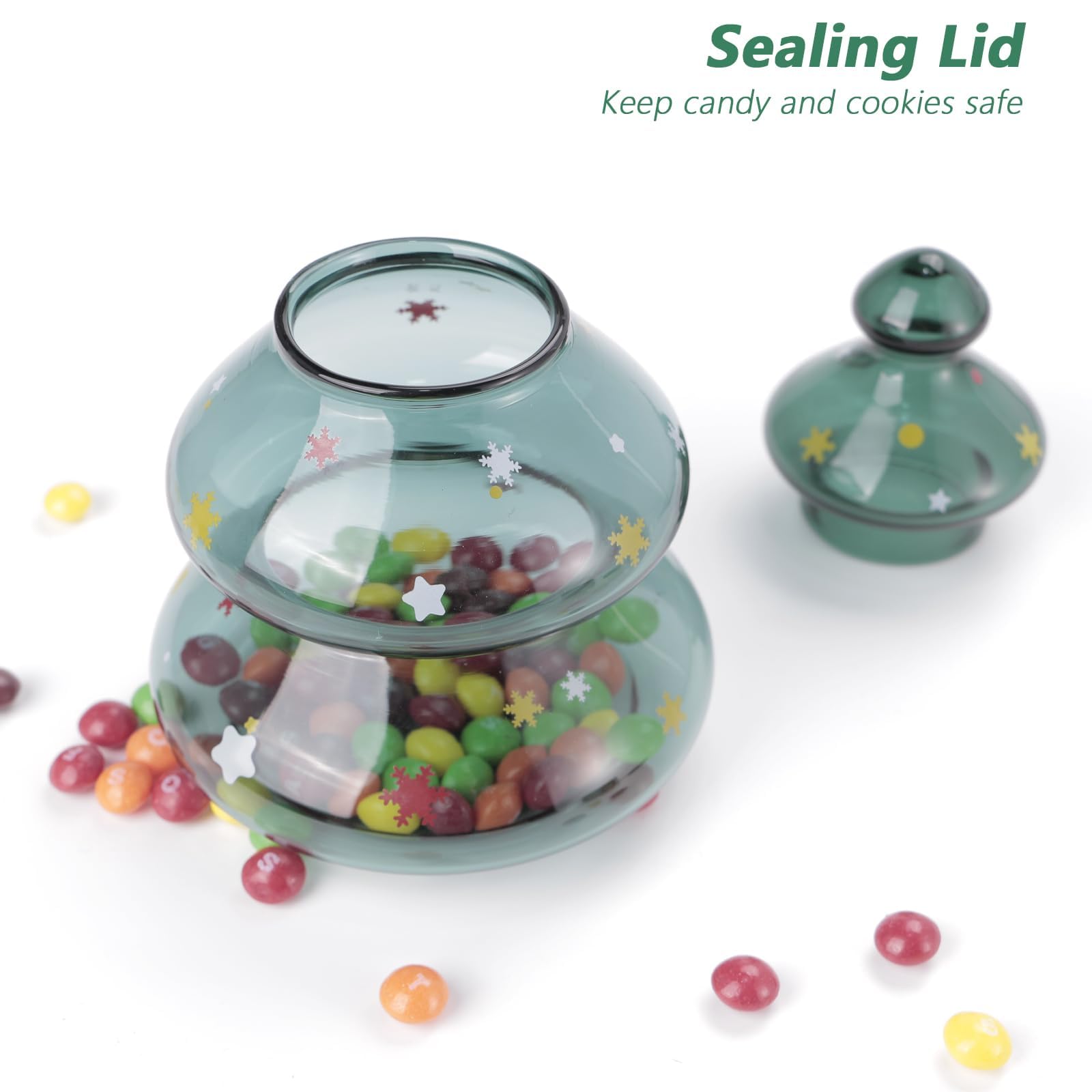 Luvan Glass Candy Jar with Lid - Large Christmas Tree Candy Bowl for Home, Kitchen, Office & Desk - Perfect Holiday Gift for Christmas & Party Decor