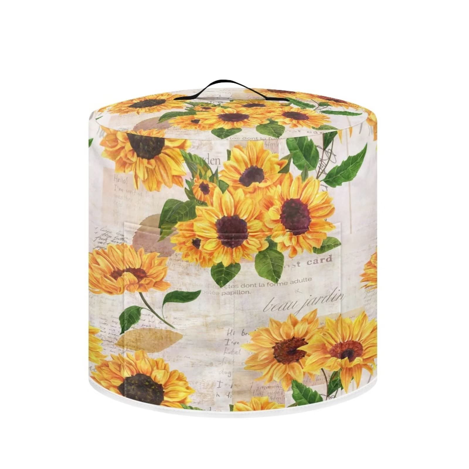 Vintage Sunflower Print Air Fryer Cover - Dust Protection for Electric Pressure Cooker, Toaster, Oven, Rice Cooker & Steamer (8 qt) - Perfect for Kitchen Countertop Organization & Appliance Protection