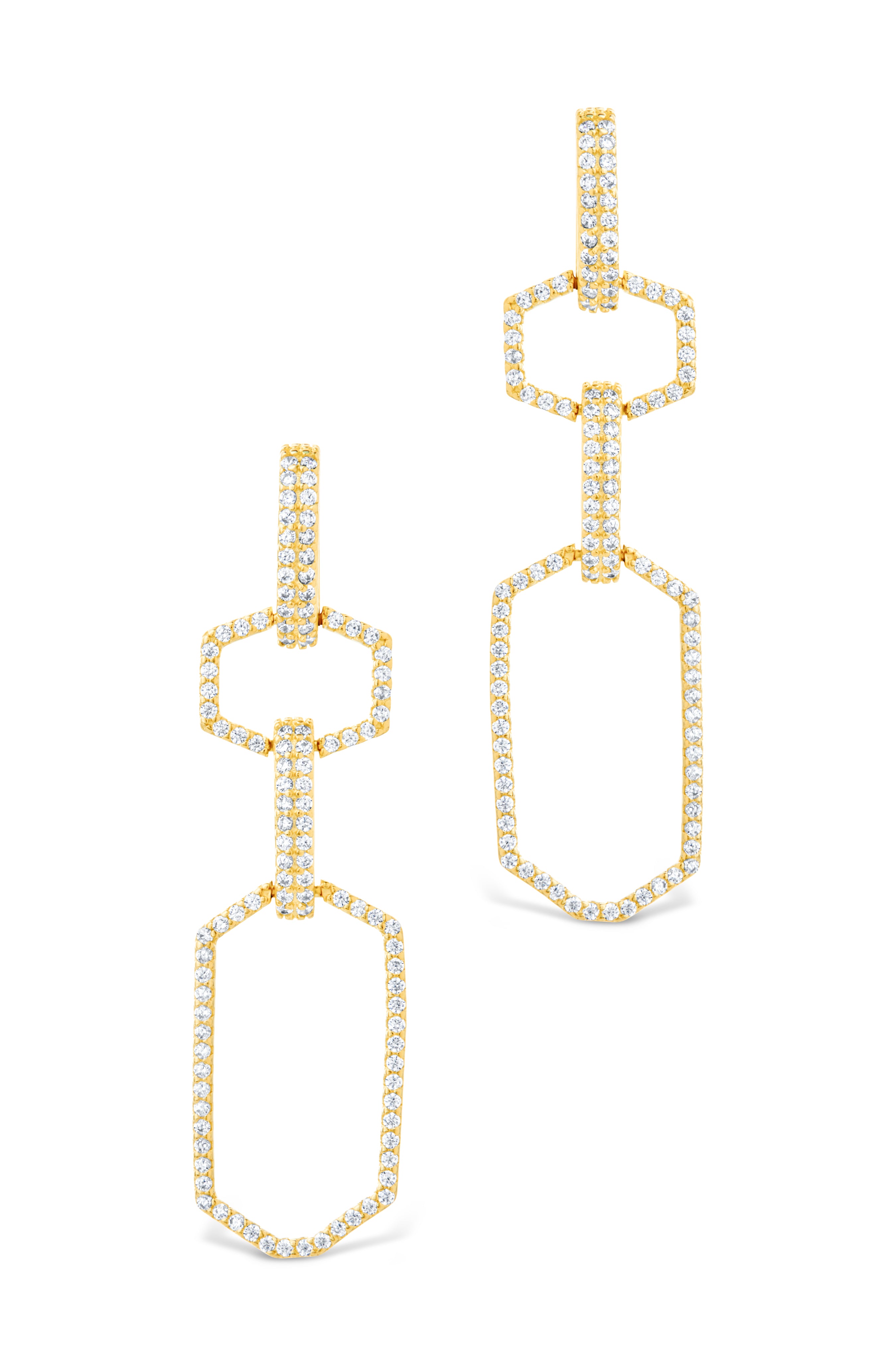 Harlene CZ Chain Link Drop Stud Earrings for Women - Sparkling Cubic Zirconia Dangle Earrings for Party, Wedding & Evening Wear