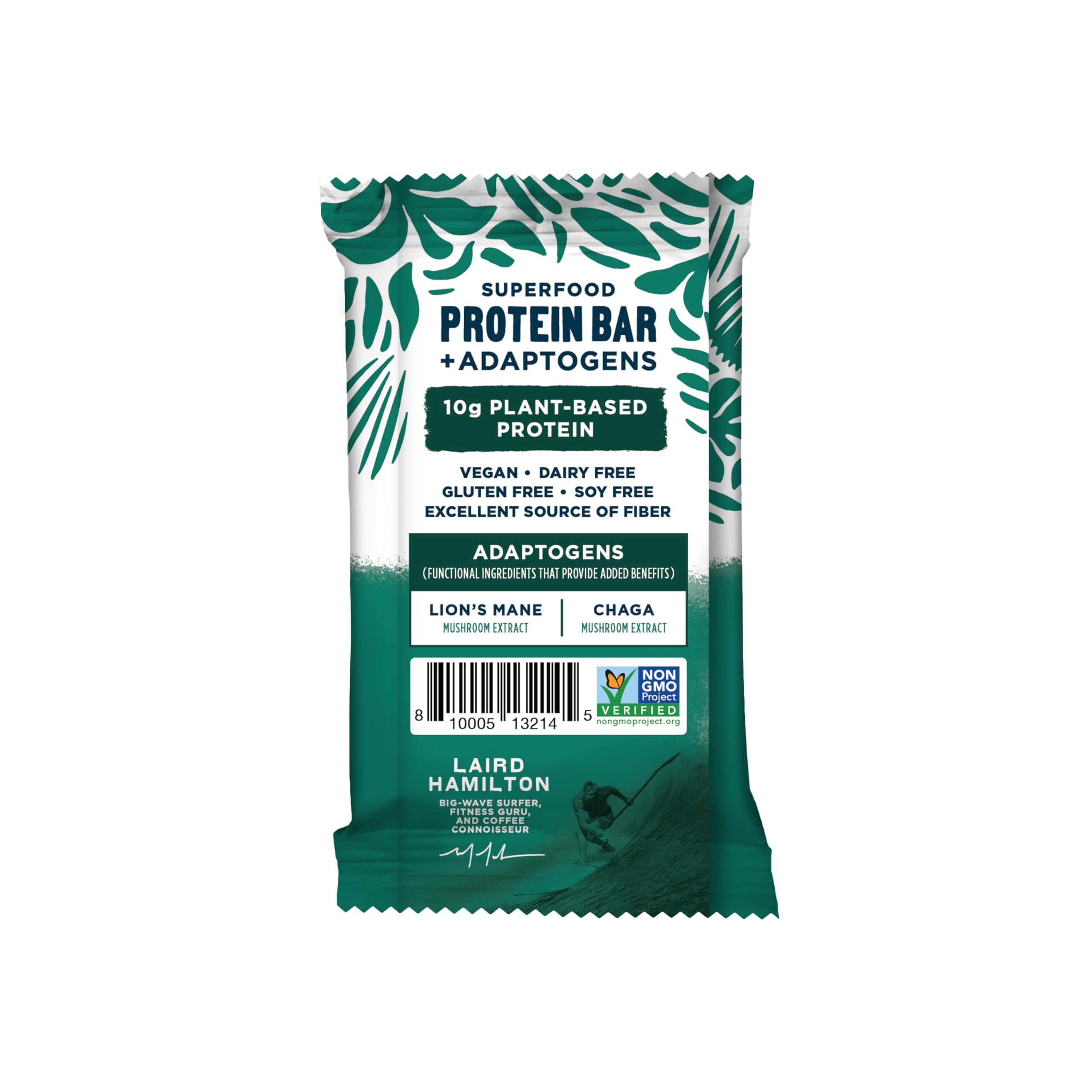 Laird Superfood Functional Protein Bars - 10g Plant-Based Protein, 6g Fiber, Non-GMO, with Real Ingredients & Functional Mushrooms - Mint Chocolate Flavor (10 Count Pack) - Perfect for Post-Workout Recovery, Healthy Snacking & On-the-Go Nutrition