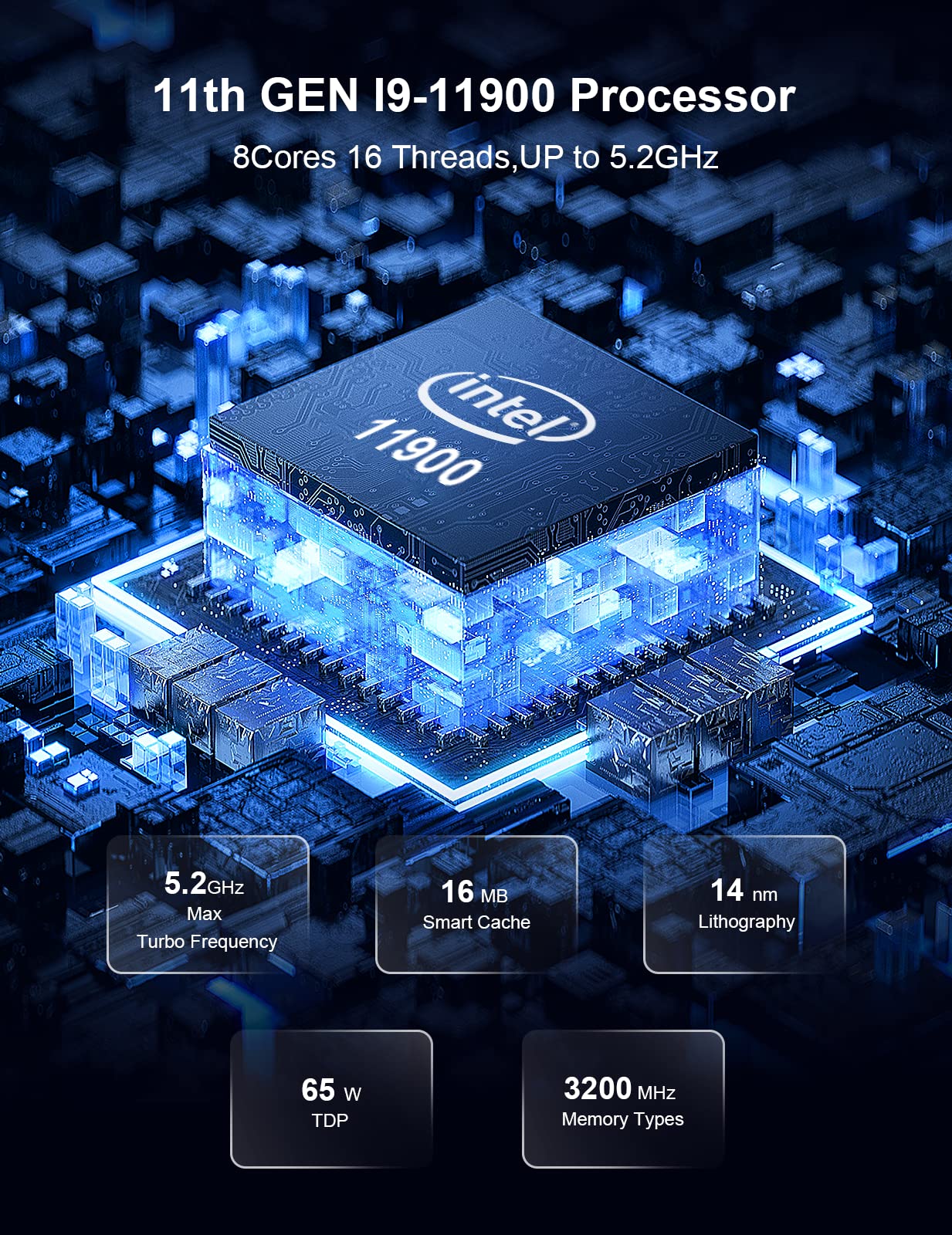 HYSTOU Gaming Mini Desktop PC - Intel Core i9-11900, NVIDIA RTX3050 6GB GDDR6, 16GB DDR4 RAM, 1TB NVMe SSD | 4K HD/DP/DVI Quad Display, WiFi 6, BT5.2, Gigabit Ethernet | Perfect for Esports, VR Gaming & Home Office Setup