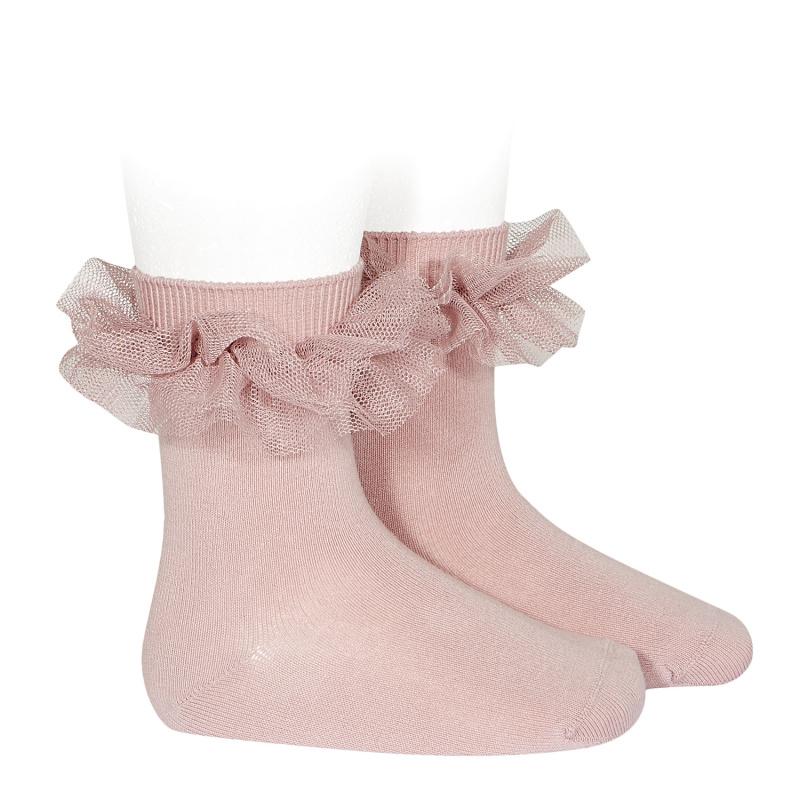 Elegant Dusky Pink Tulle Short Socks for Women - Soft Ballet Ankle Socks - Perfect for Dance, Yoga, and Everyday Wear