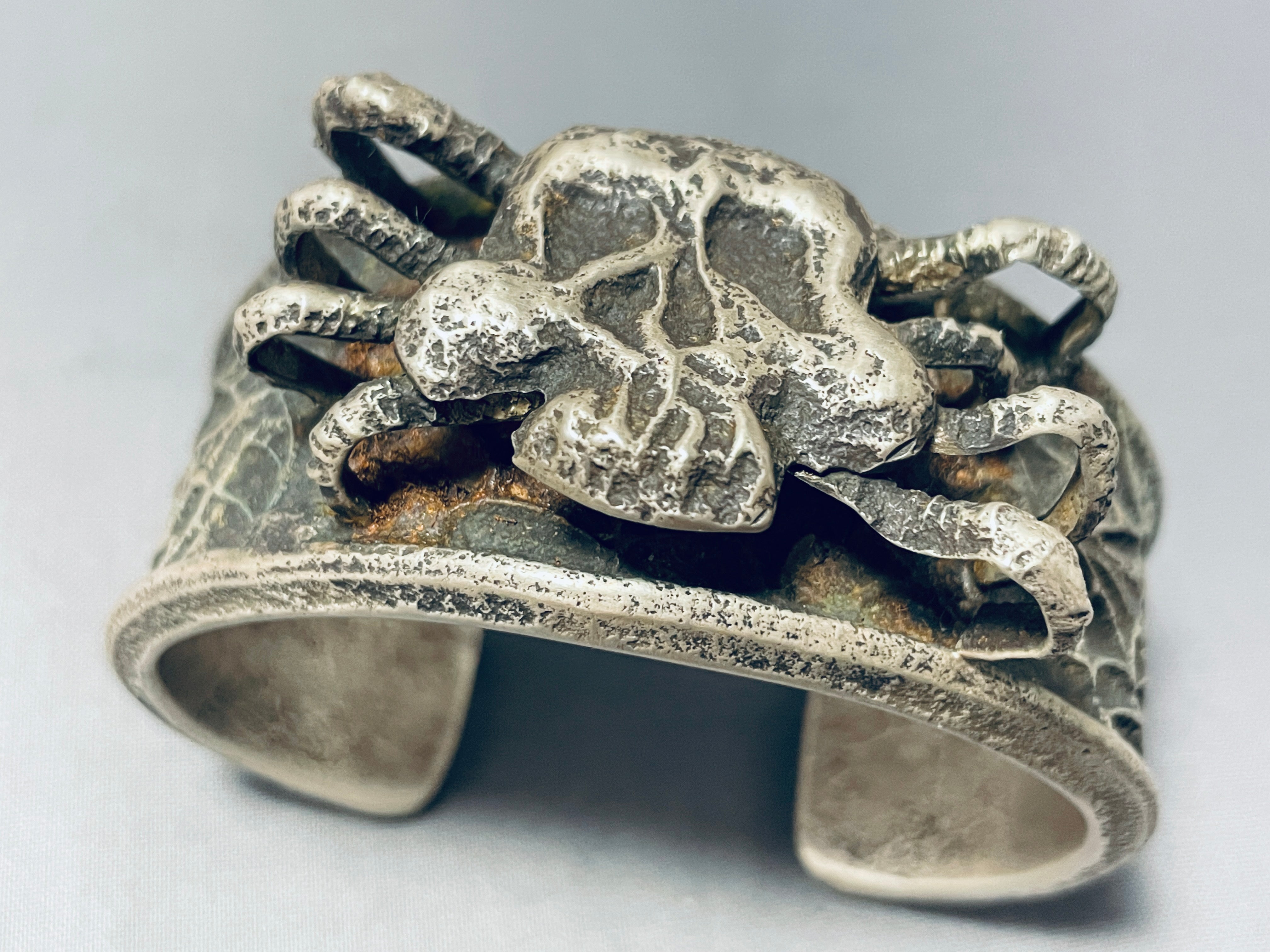 170 Gram Vintage Native American Navajo Skullbones Sterling Silver Bracelet Cuff - Handcrafted Tribal Jewelry for Women & Men, Perfect for Boho Fashion, Festivals & Gift Giving