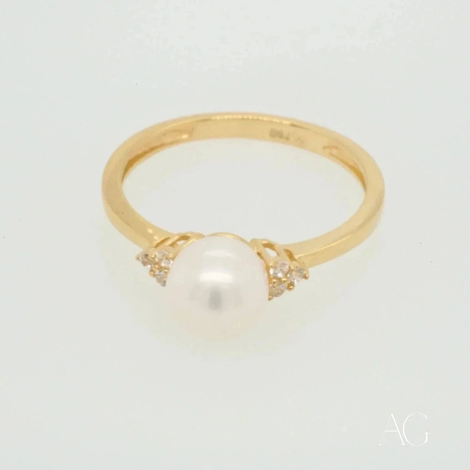 7mm Golden Pearl Ring for Women - Elegant & Stunning Jewelry for Weddings, Parties & Special Occasions