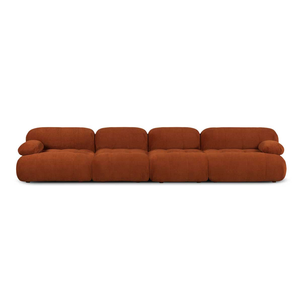 Bowie Textured Velvet 4-Seat Sofa in Terracotta - Modern Living Room Furniture for Small Spaces, Apartments & Cozy Home Decor