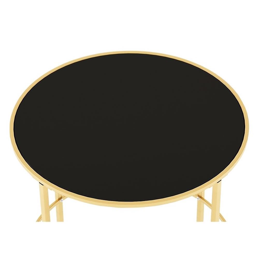 Keefer Contemporary Glass Top Side Table in Champagne Gold - Modern Accent Table for Living Room, Bedroom & Office - Stylish End Table with Tempered Glass Top & Metal Frame