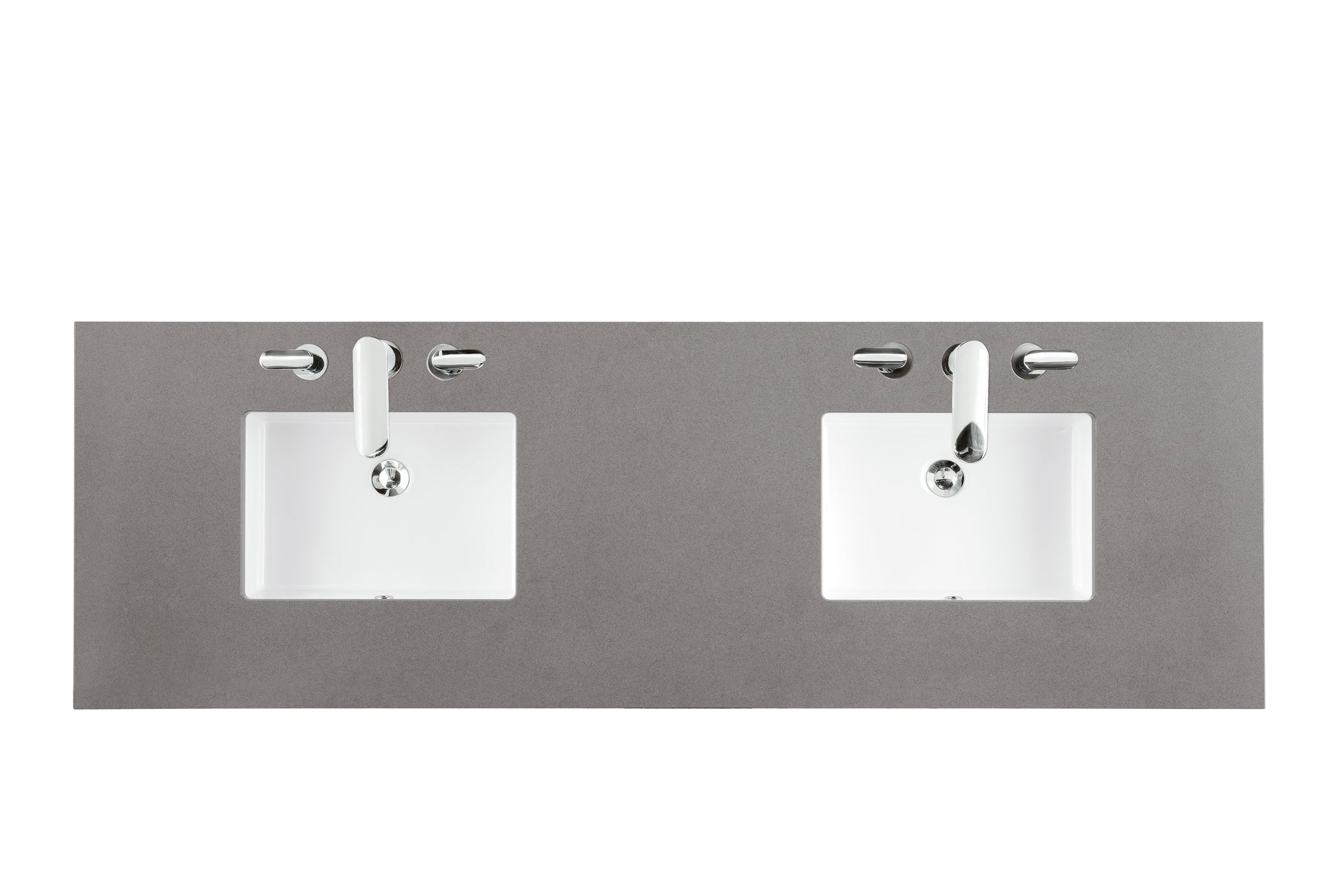 De Soto 72 Inch Double Vanity with 3CM Grey Expo Quartz Top - Bright White Bathroom Sink Cabinet for Modern Master Bath & Guest Bathroom