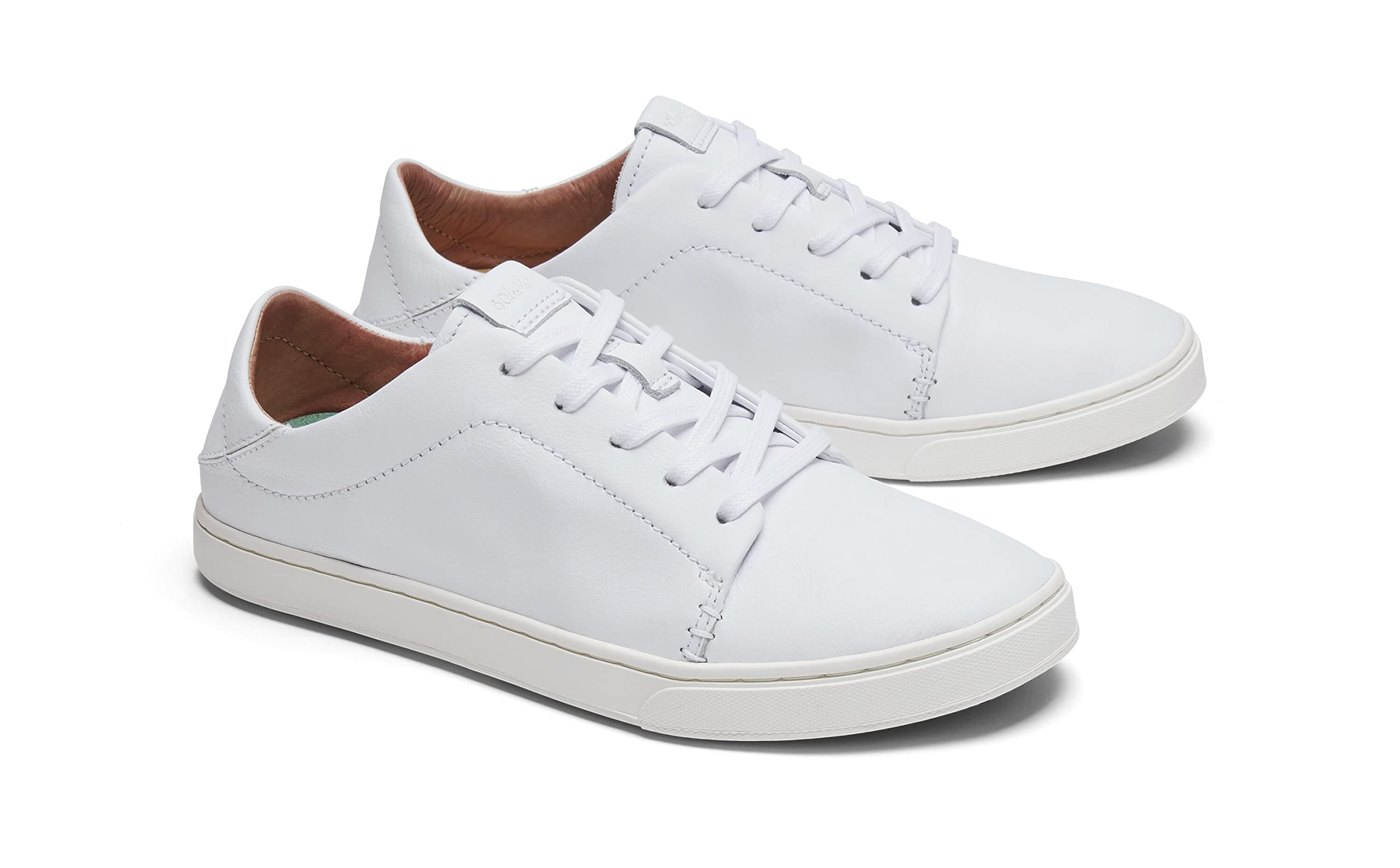 OLUKAI Pehuea Li 'ILI Women's Leather Sneakers - Casual Everyday Shoes with Drop-in Heel, Non-Marking Rubber Outsole for All-Day Comfort | Perfect for Walking, Travel & Office Wear